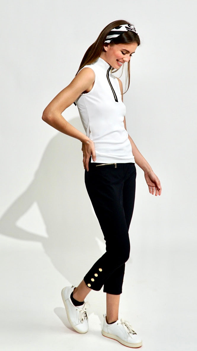 Costa Crop Pant in Black Italian Bi stretch fabric