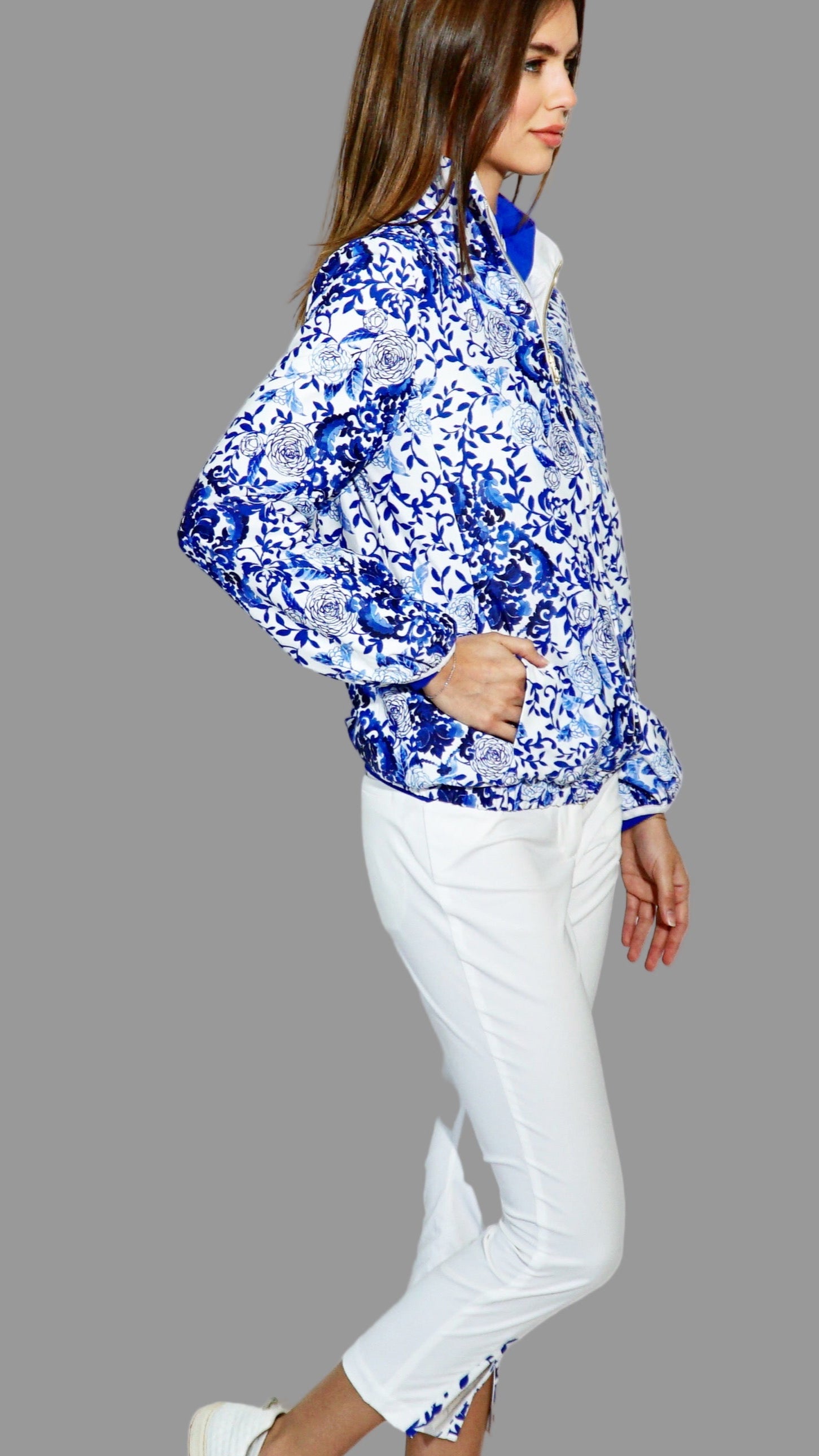 Arezzo Reversible Windbreaker in White-Medallion Print