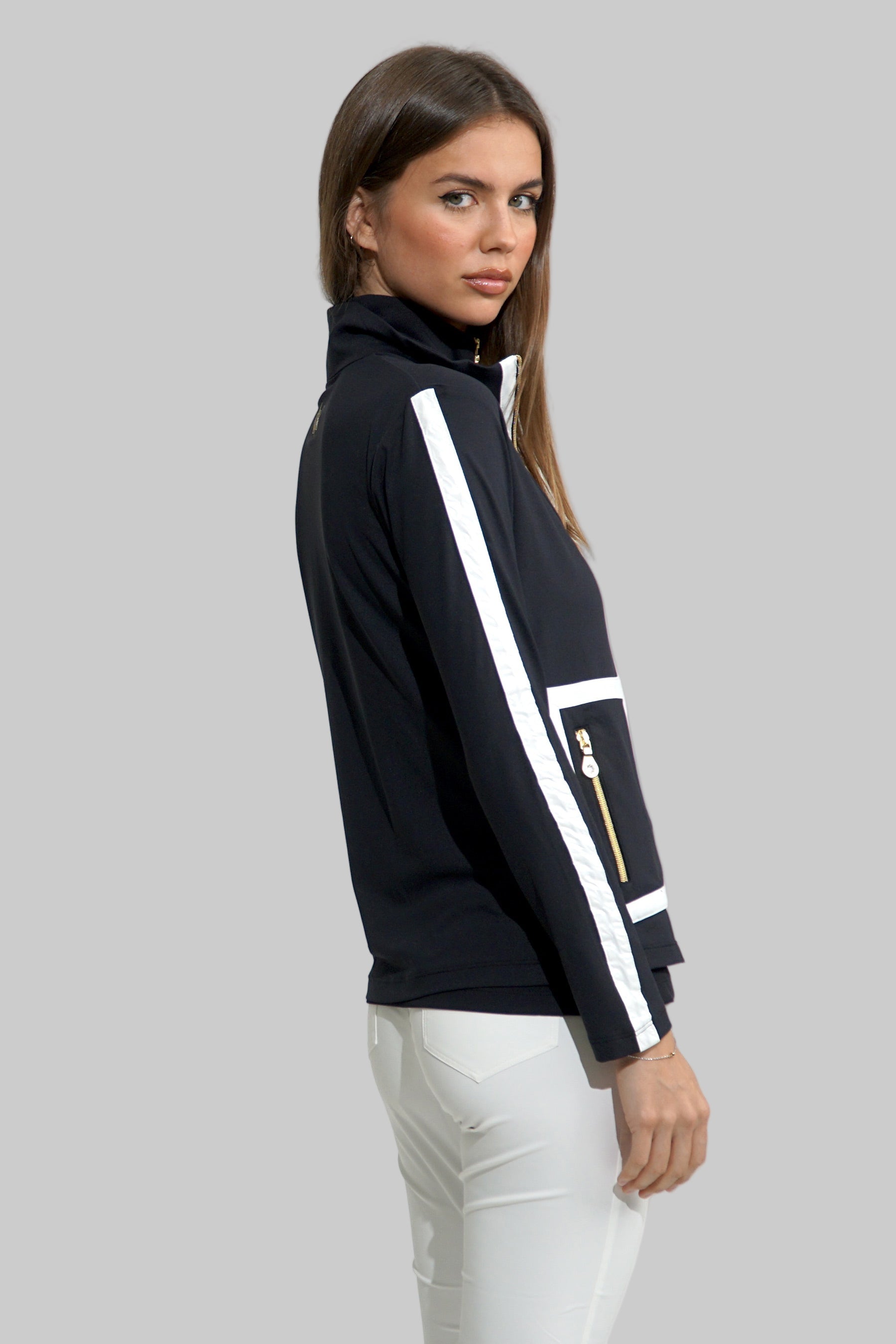 AZELIA Jacket shown in Black/white (available in White/black)