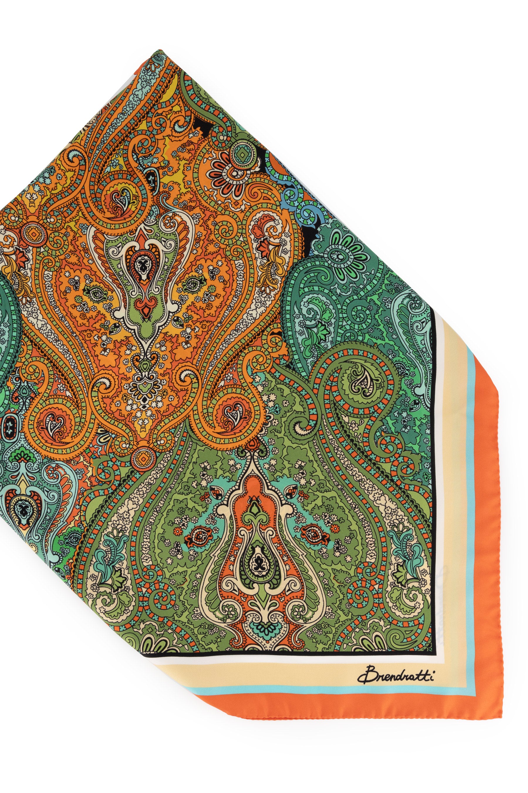 Foulard Italian Silk Twill Scarf in Aqua Jewels print