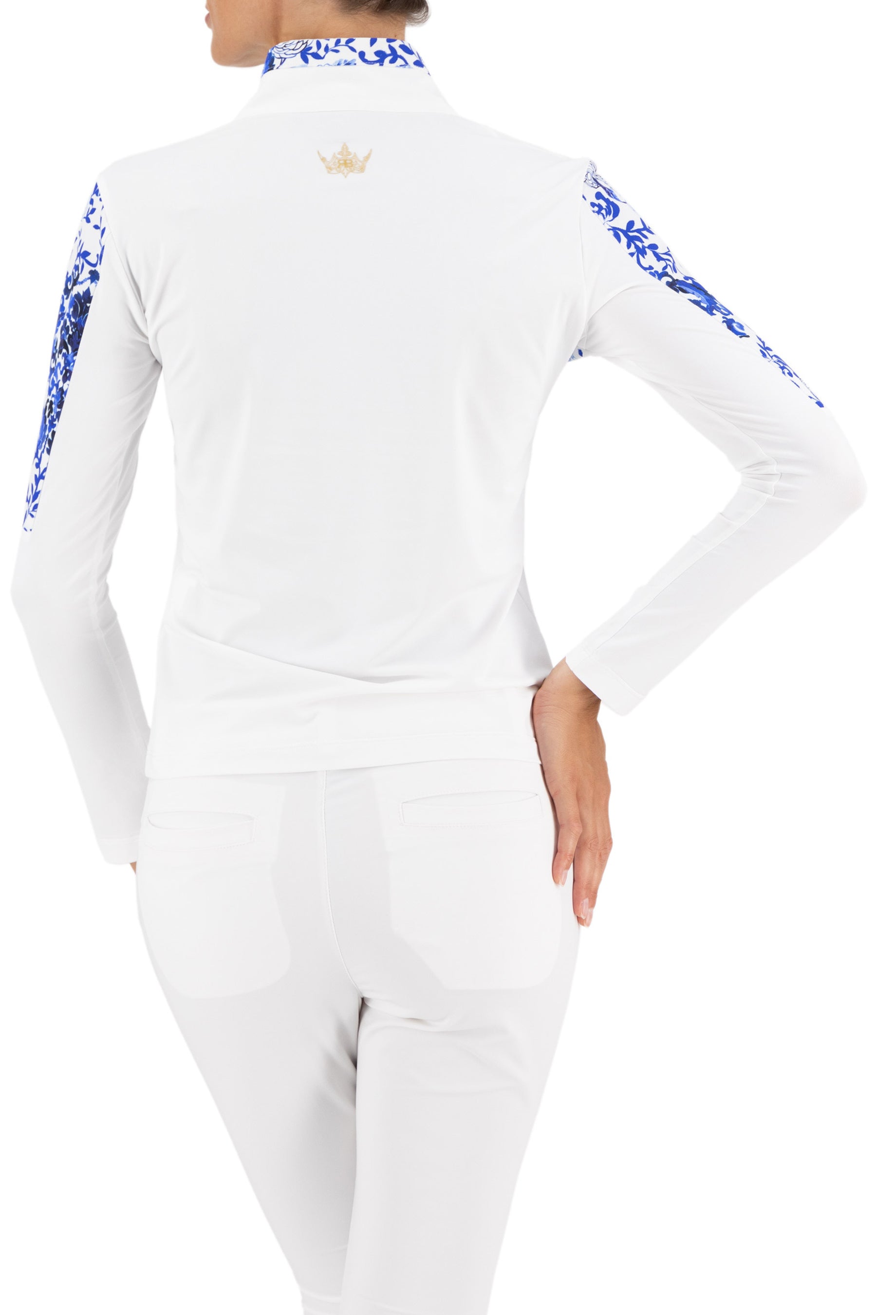 Alessa2 Top in White/Medallion Print