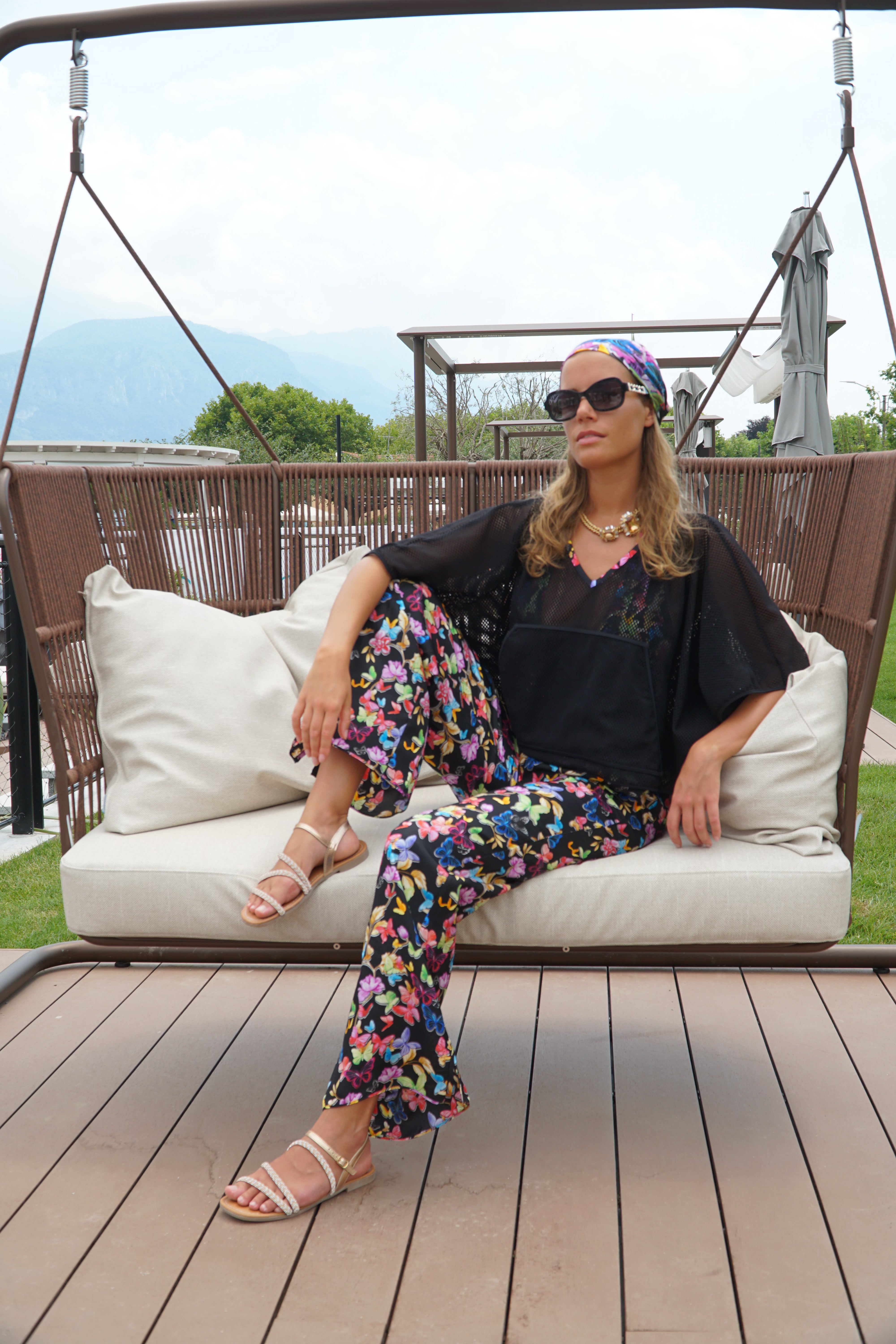 Elba Shorts in Black Butterfly print