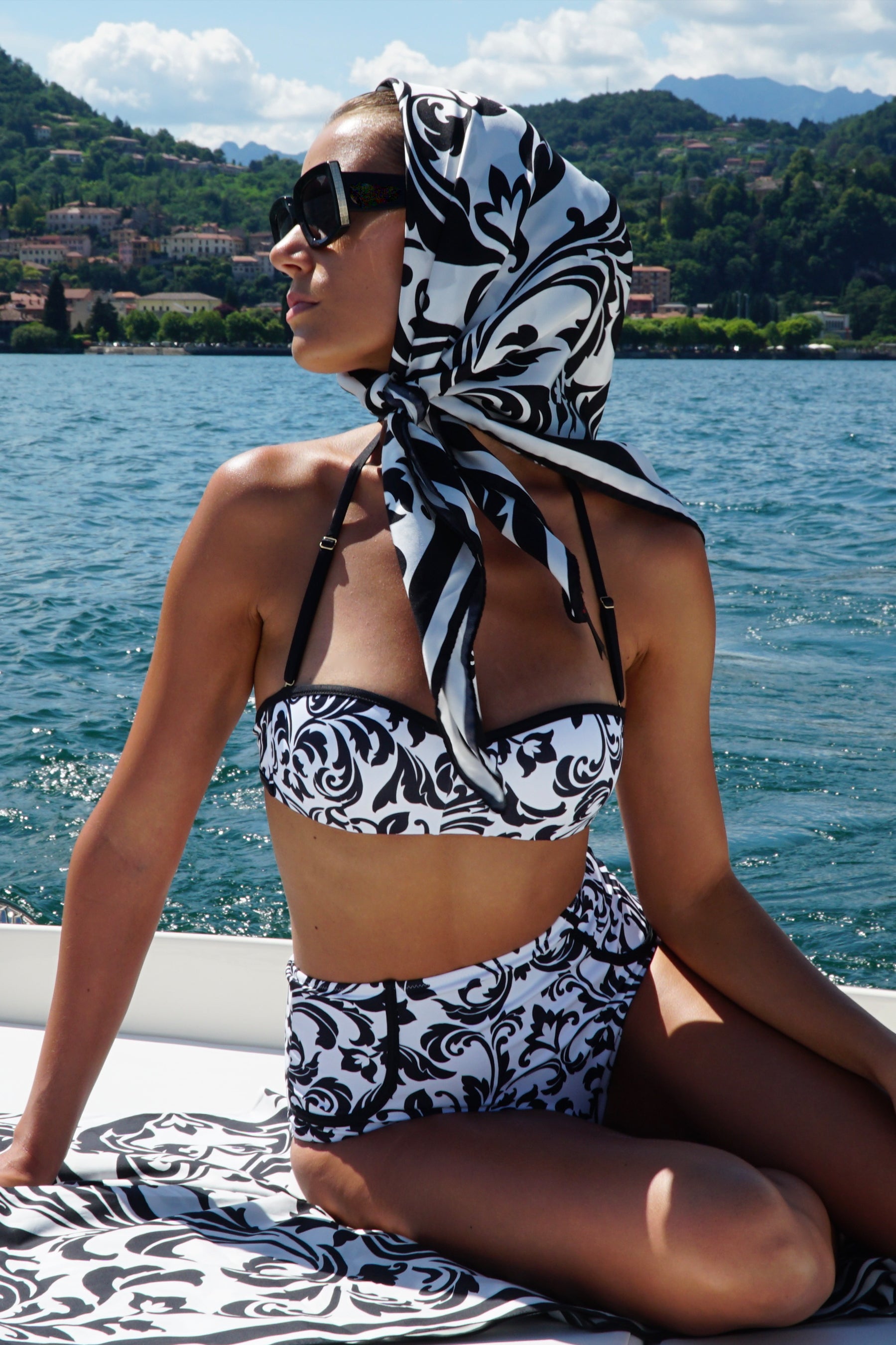 Roma High Waist Bikini Bottom In Renaissance Print