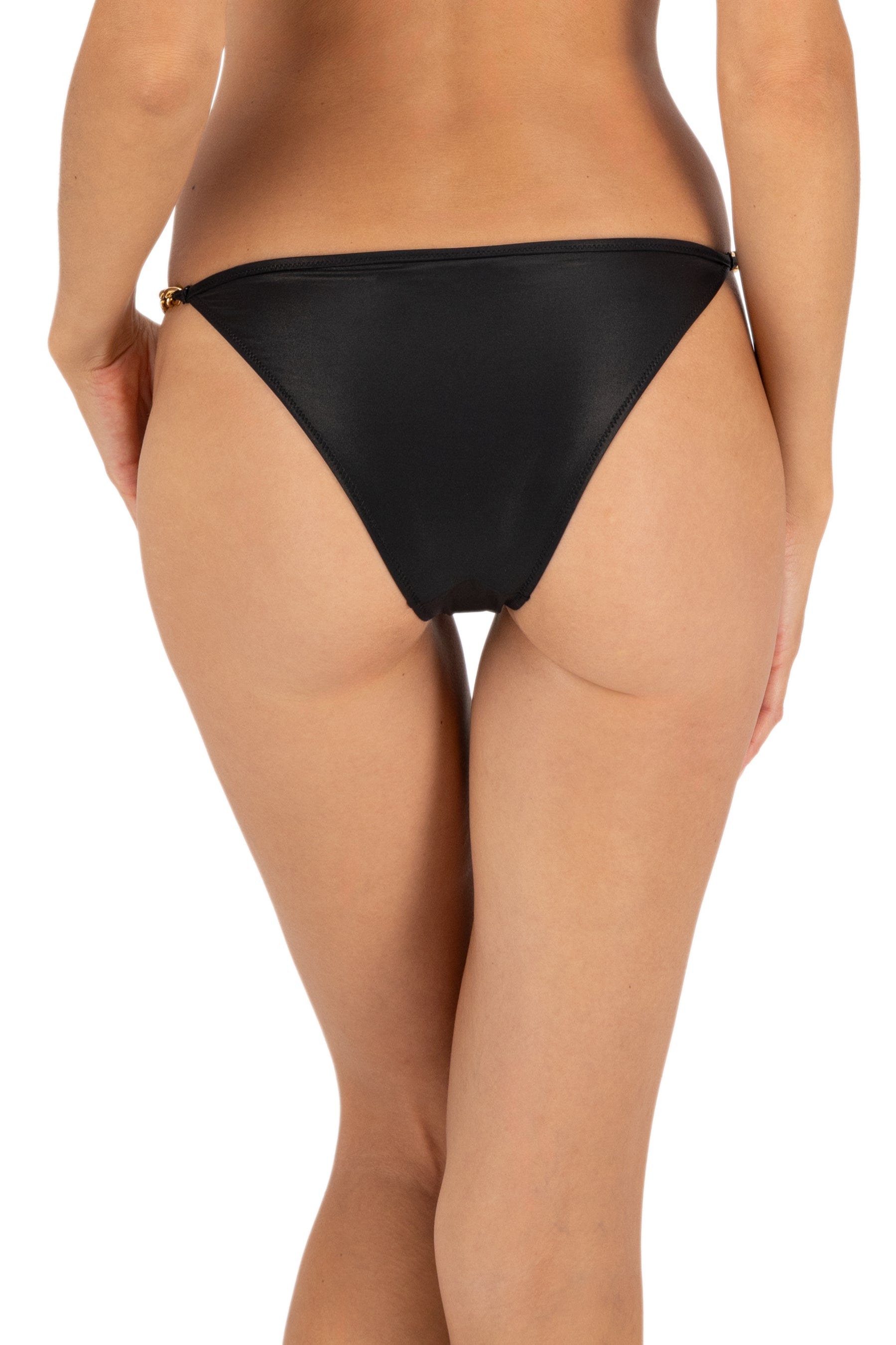 Capri Bikini Bottom with designer Chain detail in Nero