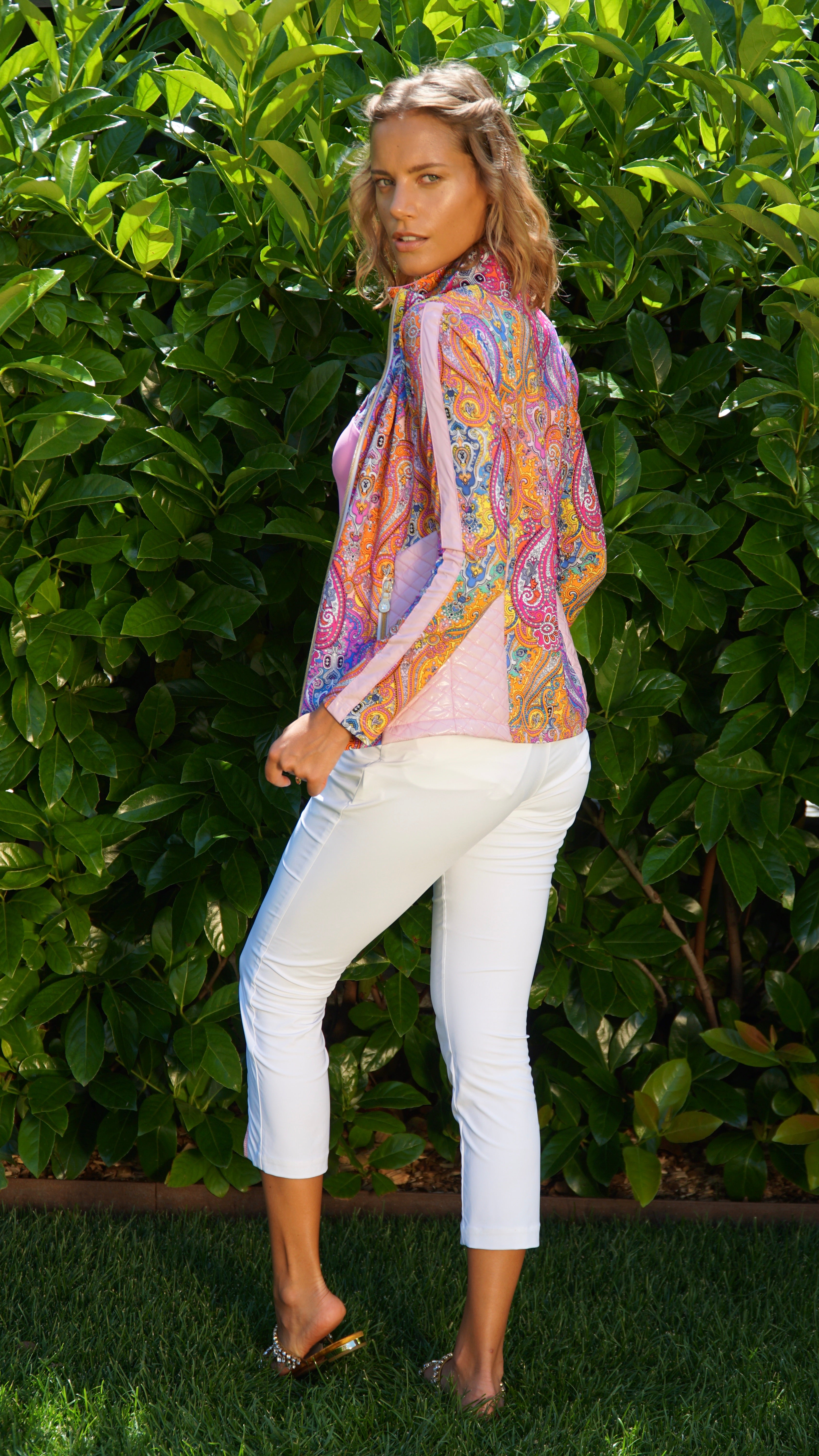 Lido Layering Jacket in Pink Paisley Jewels print