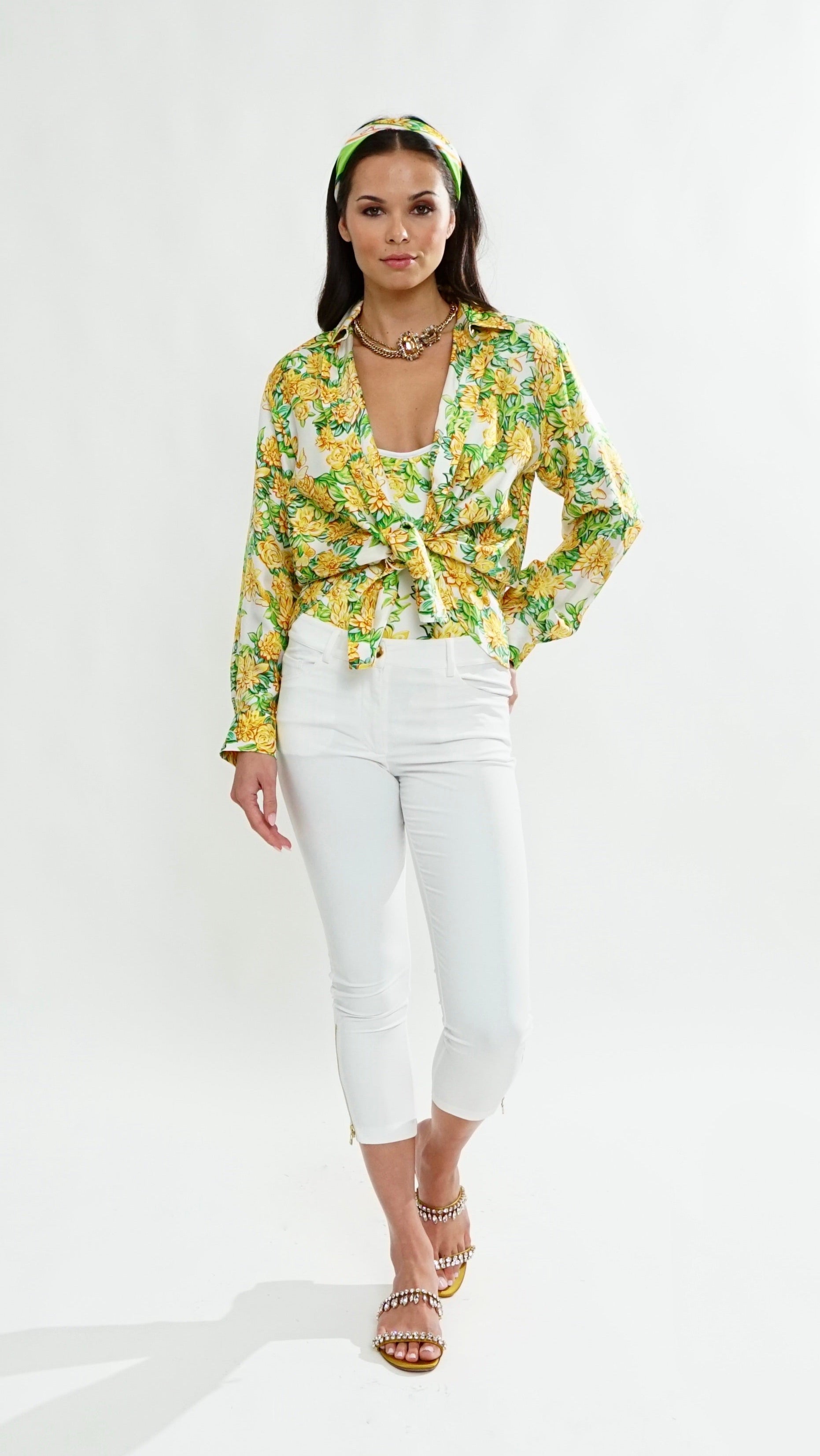 Bettina Crop Pant in White Bi-stretch