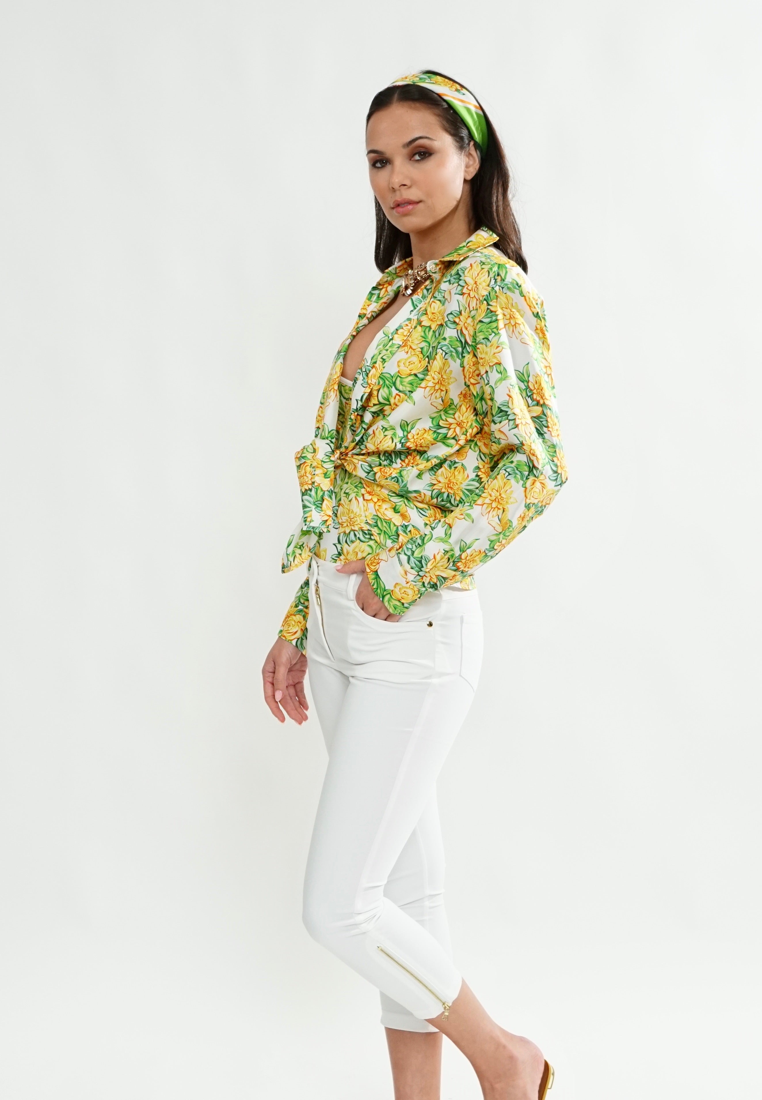 Bettina Crop Pant in White Bi-stretch