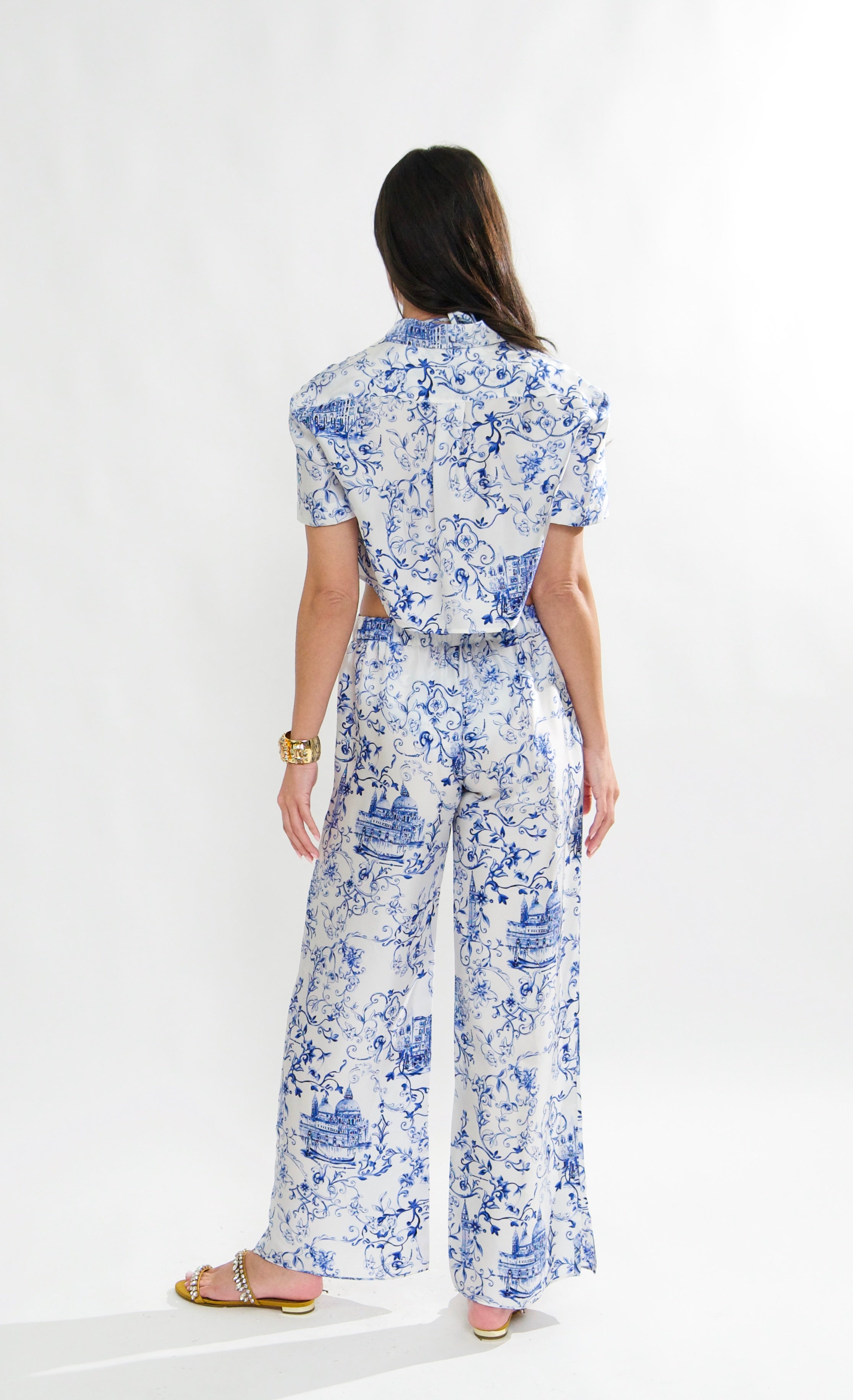 Portofino Silk Pants, in Venezia Print Made In Italy