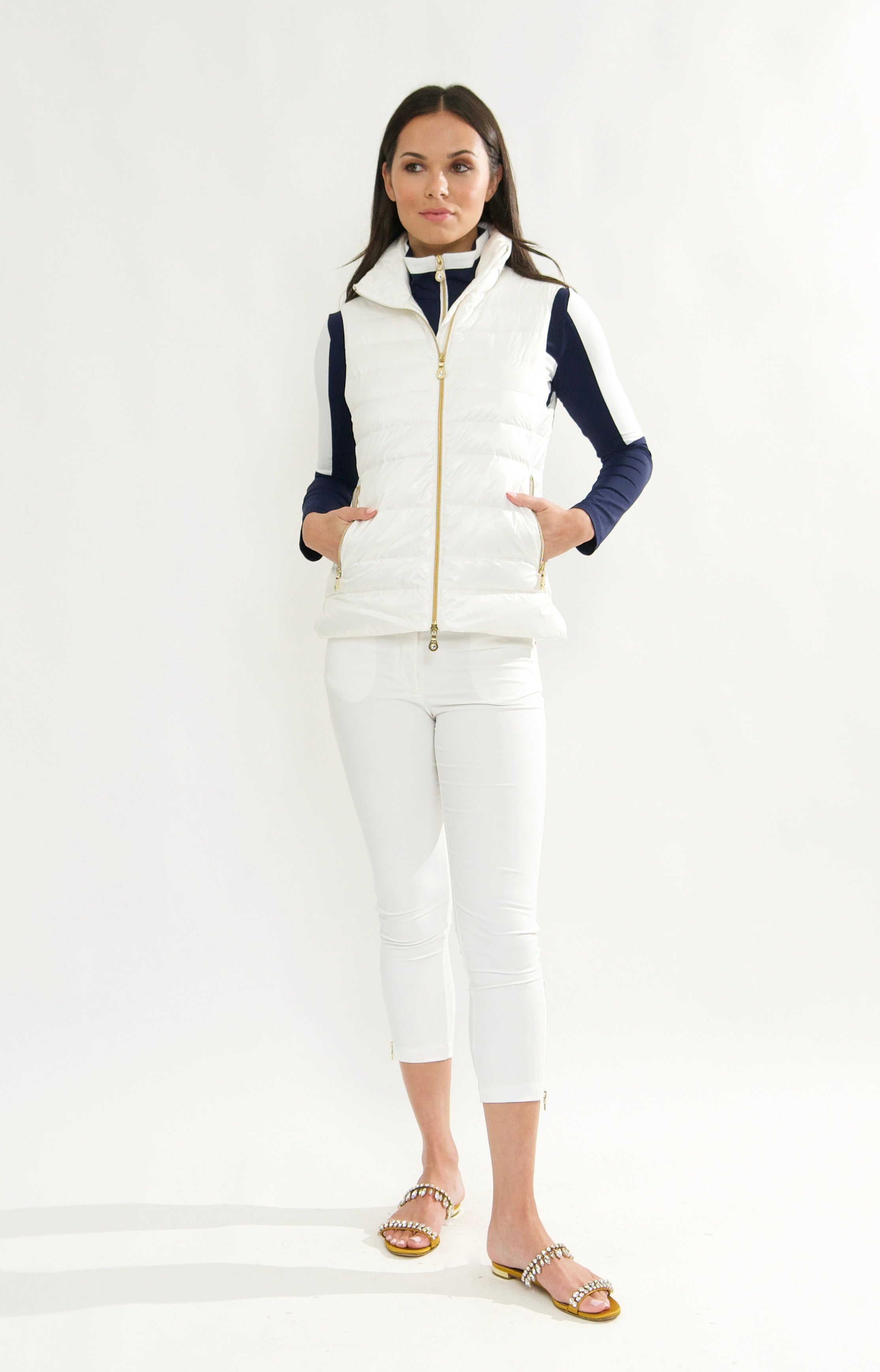 Luciana Down Vest in ultra light nylon available in White