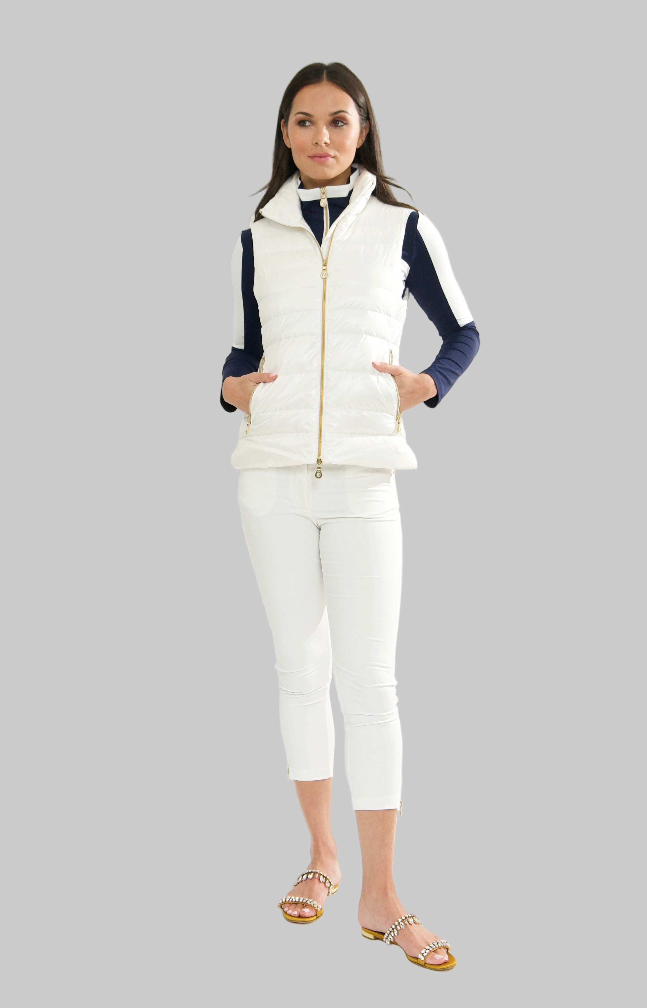 Luciana Down Vest in ultra light nylon available in White