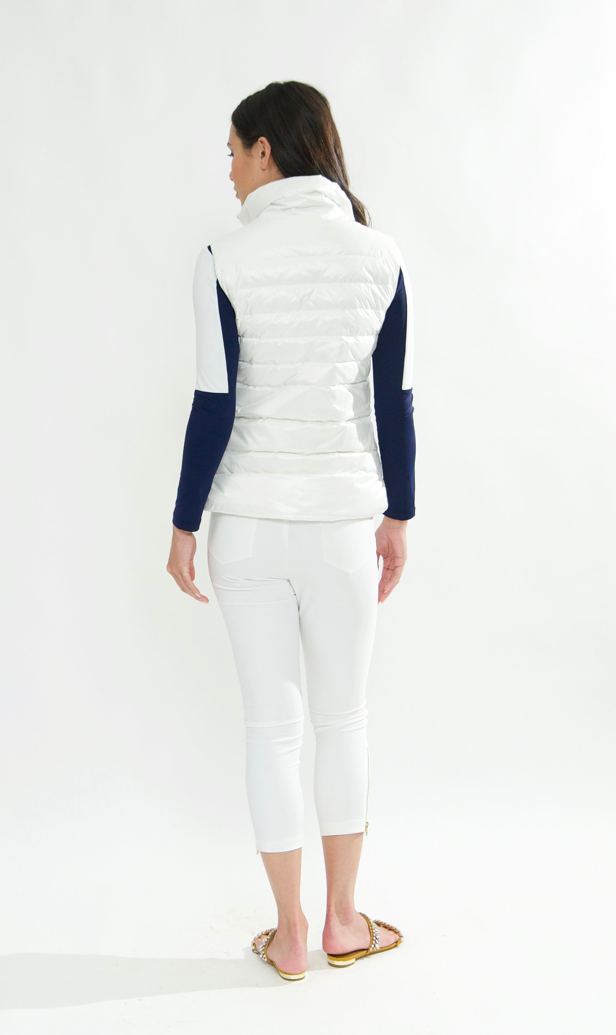Luciana Recycled Down Vest in ultra light nylon available in White