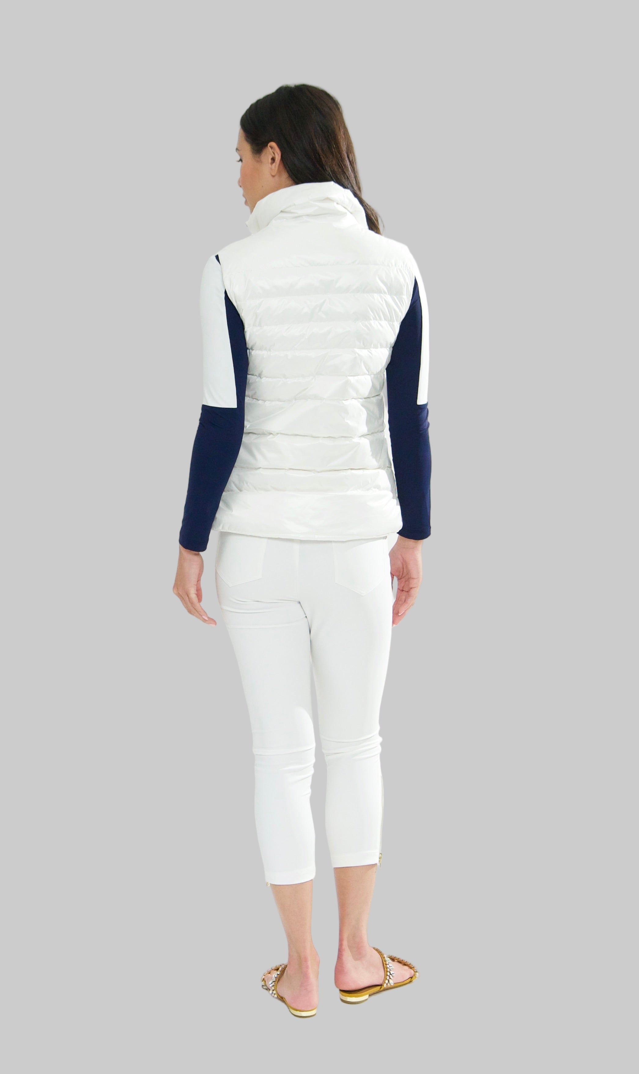 Luciana Down Vest in ultra light nylon available in White