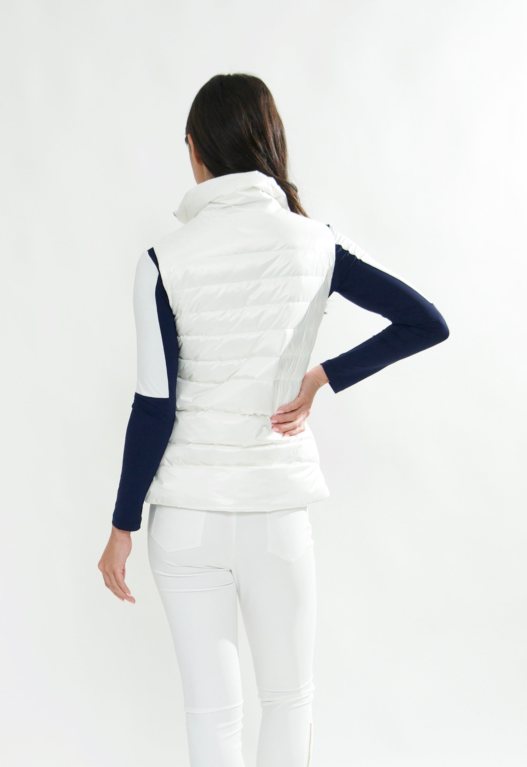 Luciana Recycled Down Vest in ultra light nylon available in White
