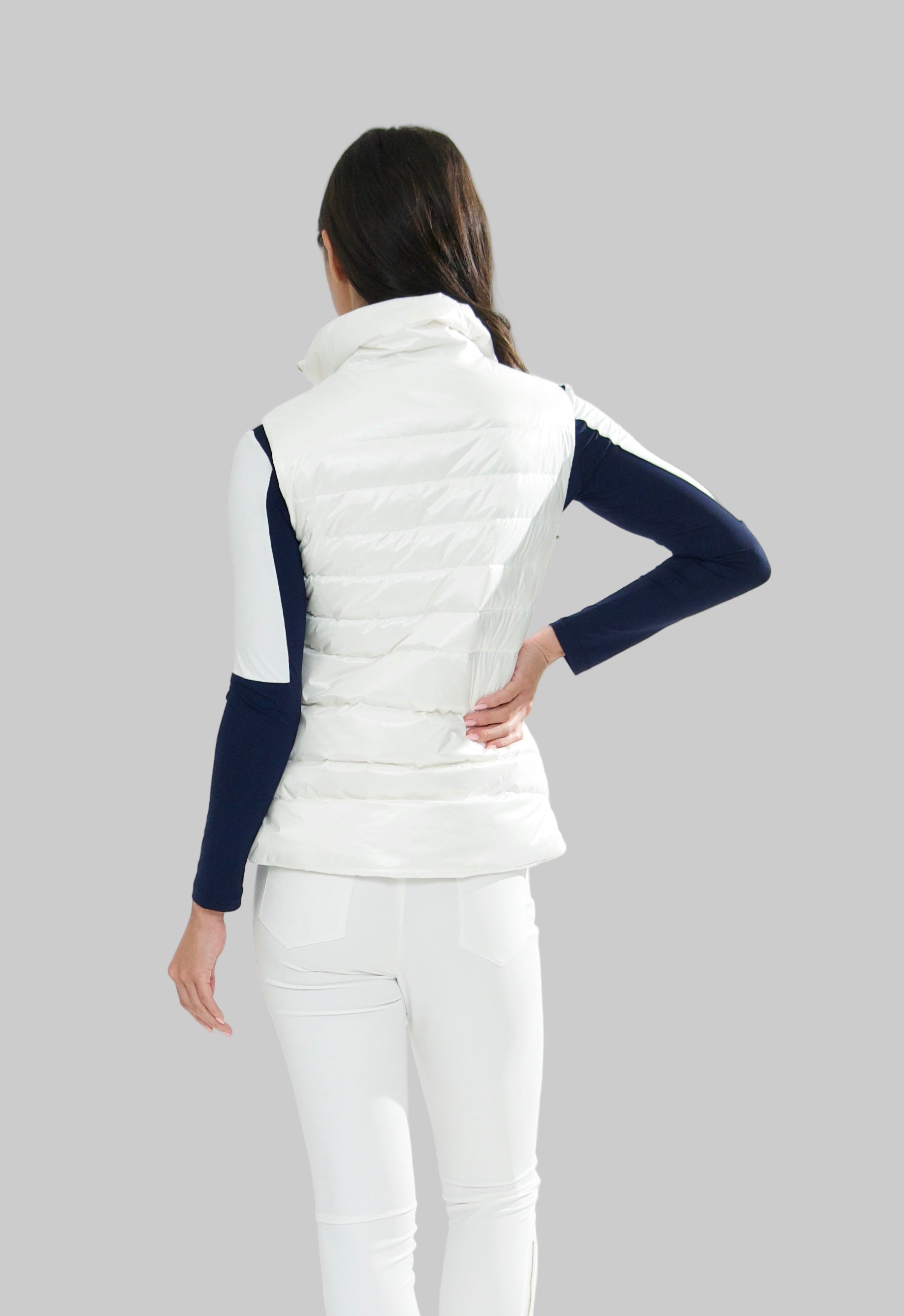 Luciana Down Vest in ultra light nylon available in White