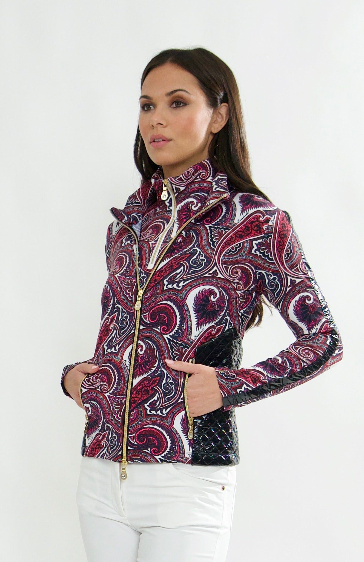 Lido Layering Jacket available in Solid Mare blue-white ( photo shows Paisley heart print)