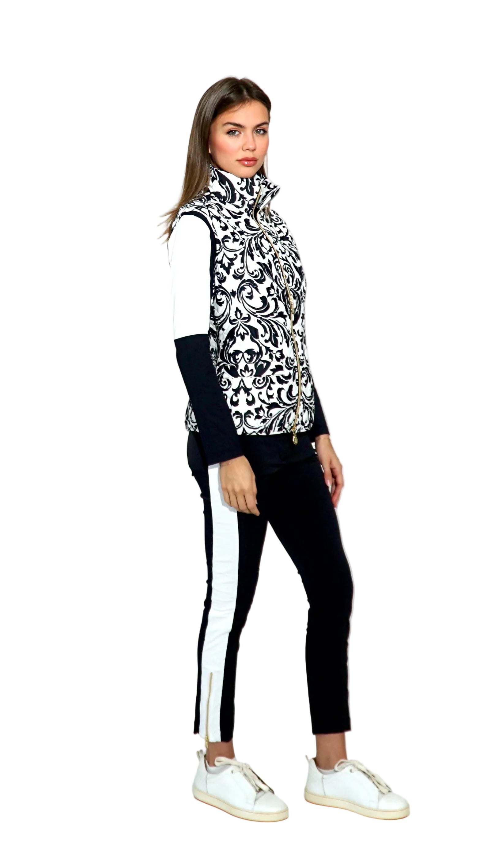 Chiara 2 Ankle Pant in Night blue and white ( shown black-white)