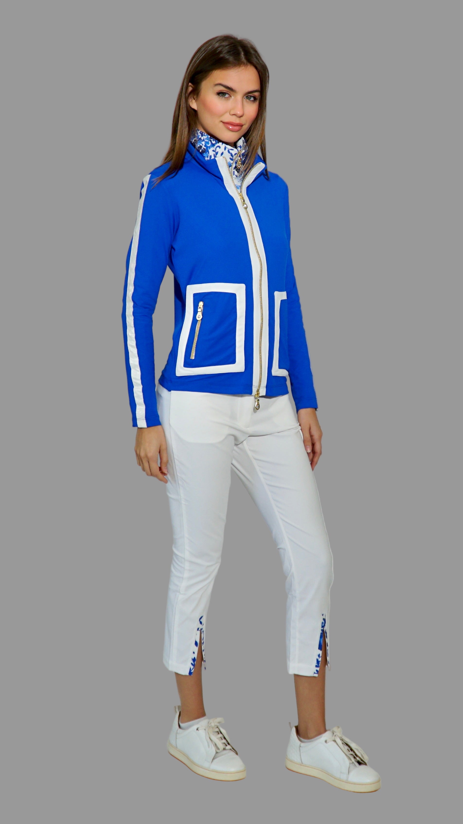 Azelia Layering Jacket in Solid Sardegna Blue-White
