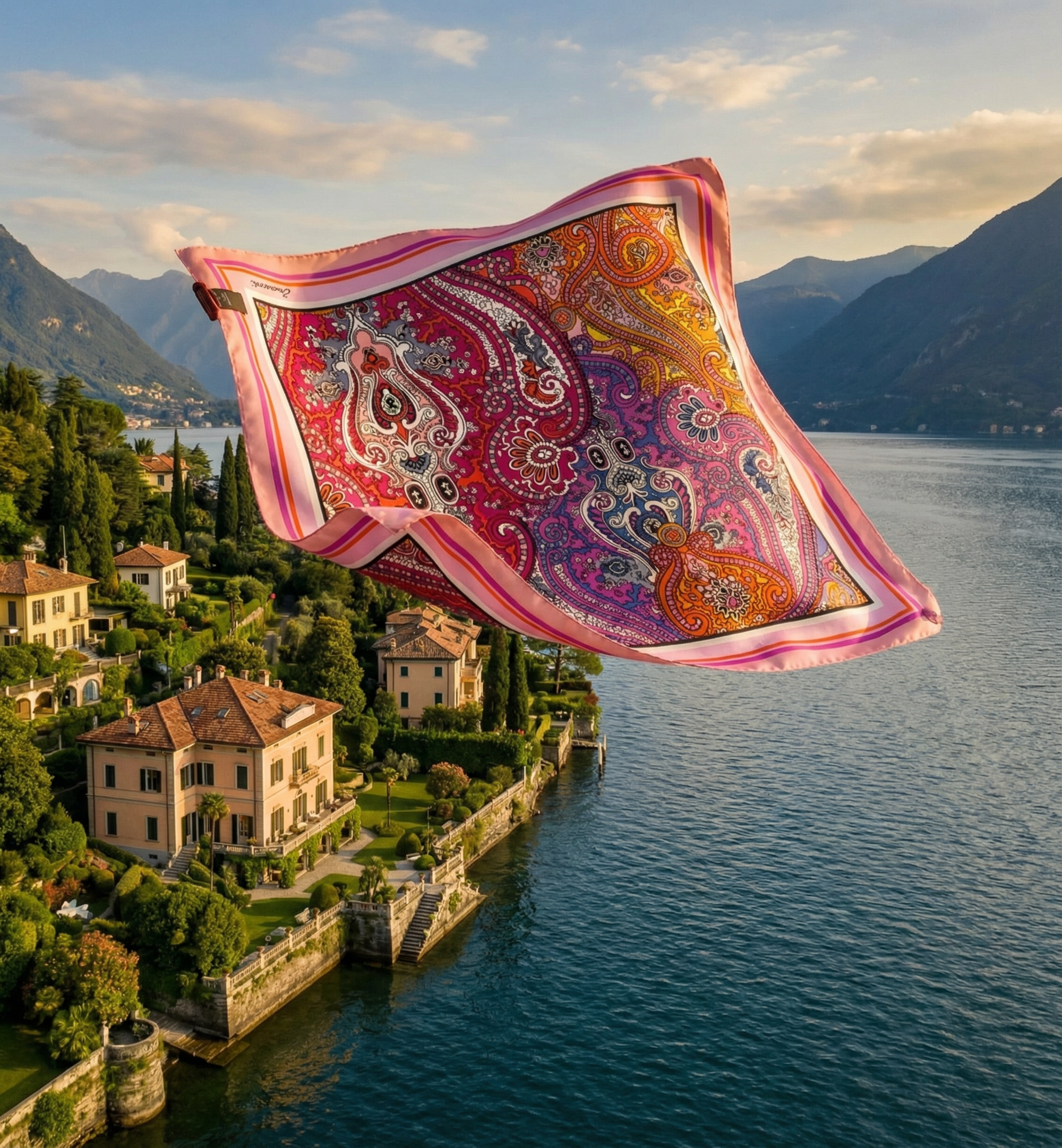 Pink Paisley Jewels Silk Scarf