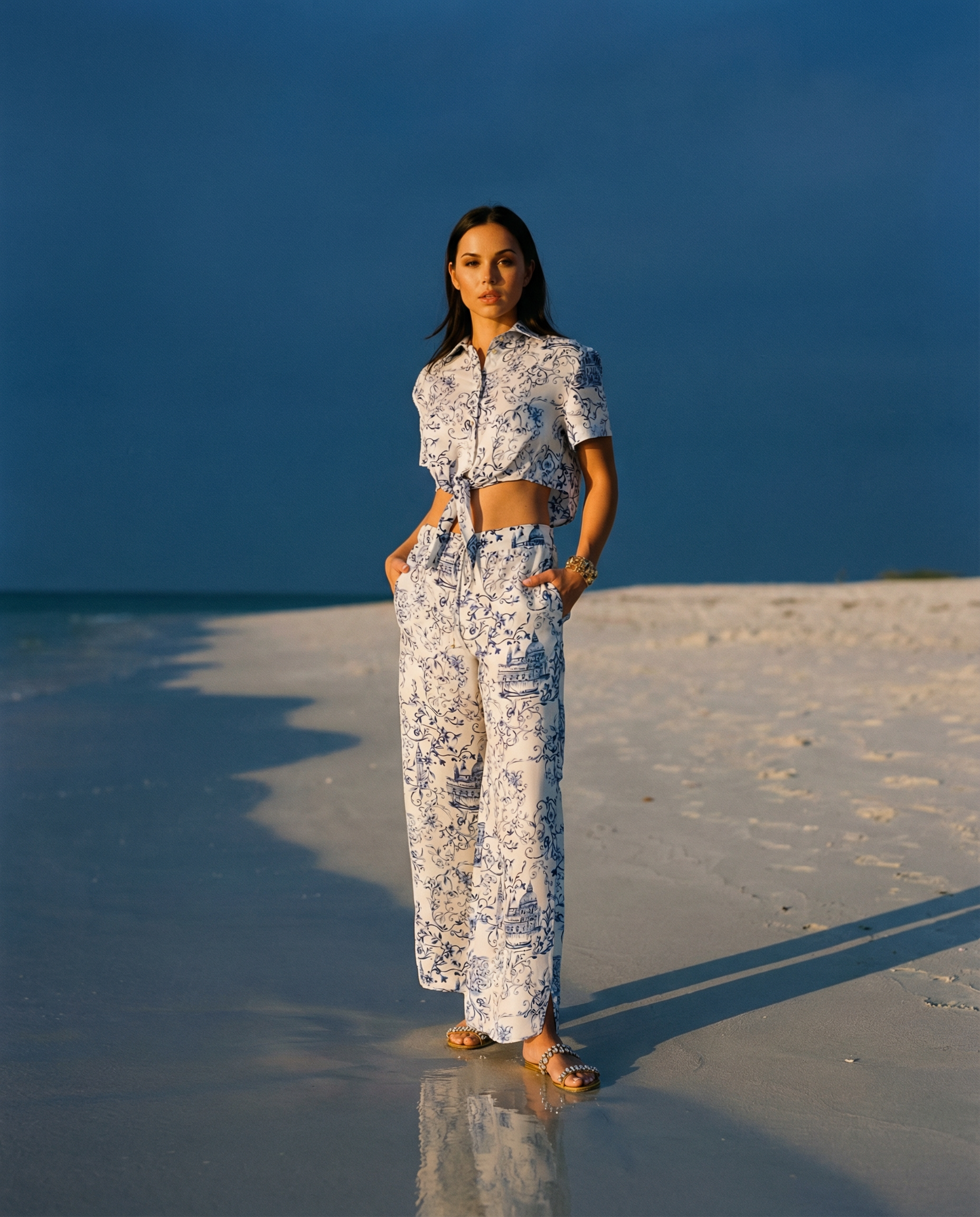 Portofino Silk Pants, in Venezia Print Made In Italy