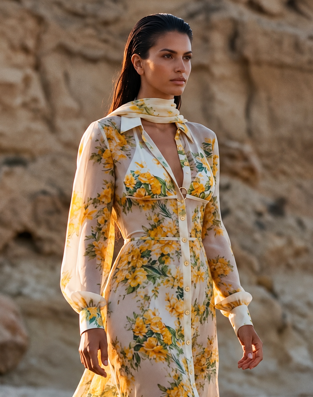 Amelia dress in Fiore Plaster print