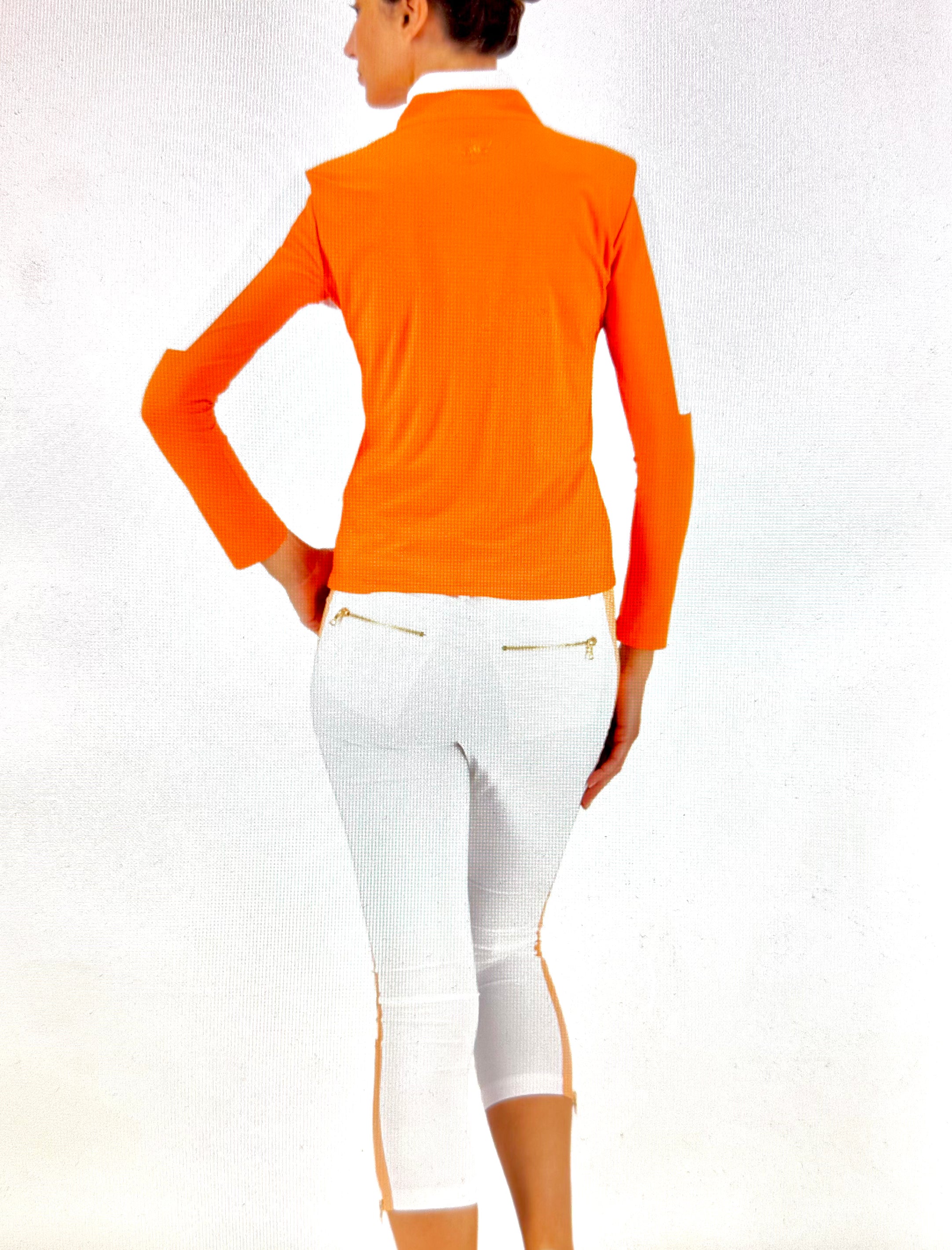 Alessa long Sleeve top in Orange-white jersey