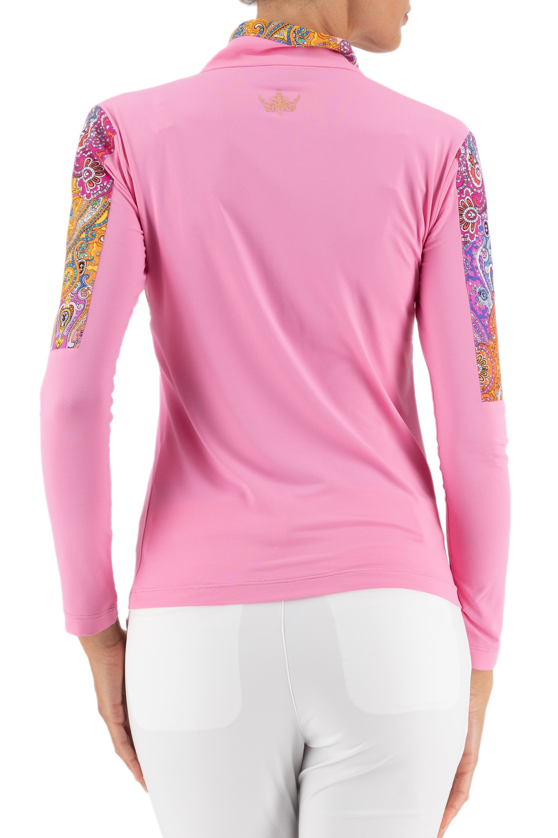Alessa 2 Long Sleeve 1/4 Zip Top in Bubblegum/Pink Paisley