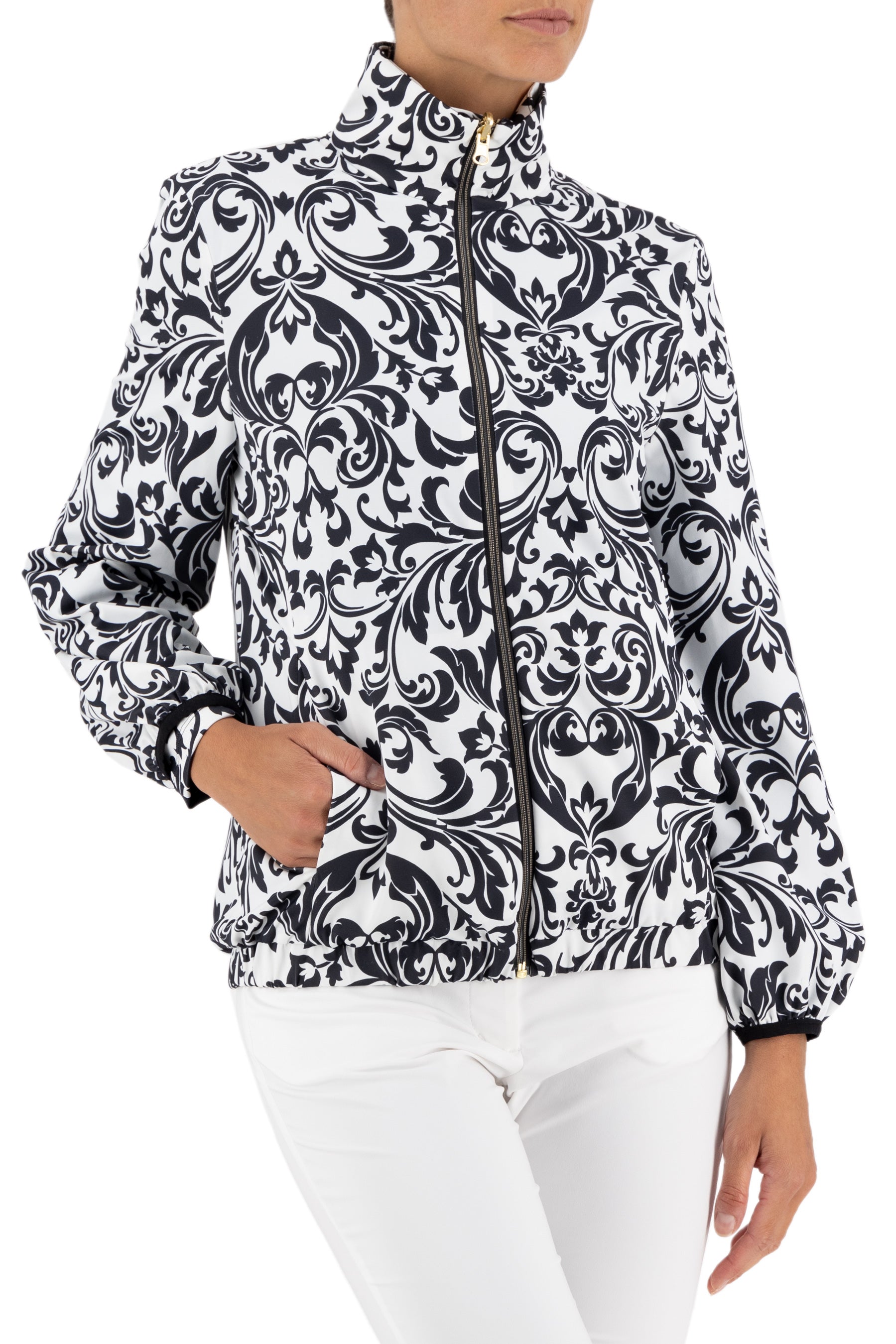Arezzo Reversible Jacket in Black/Black Renaissance inner print