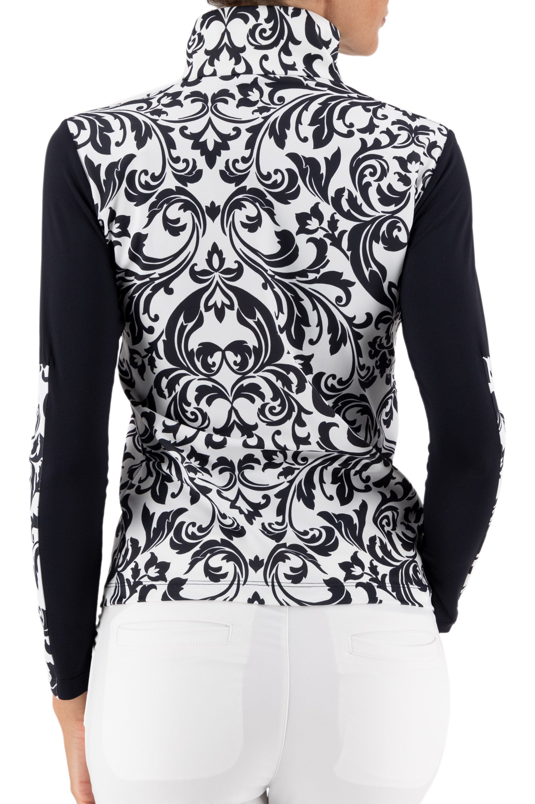 Piza Long Sleeve 1/4 Zip Top in Black Renaissance