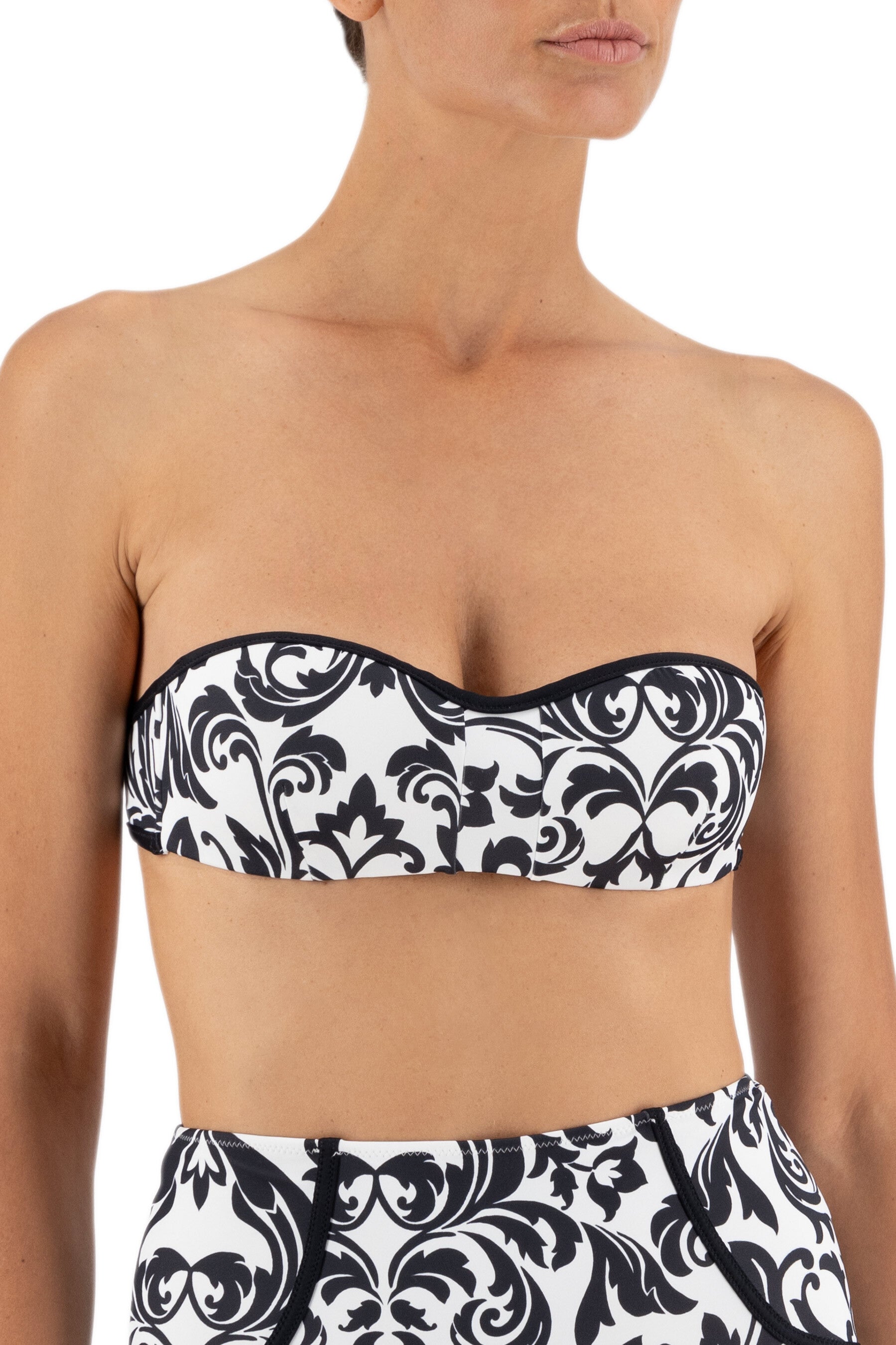 Roma Moldcup Bandeau w/remove strap in Blk/Wht