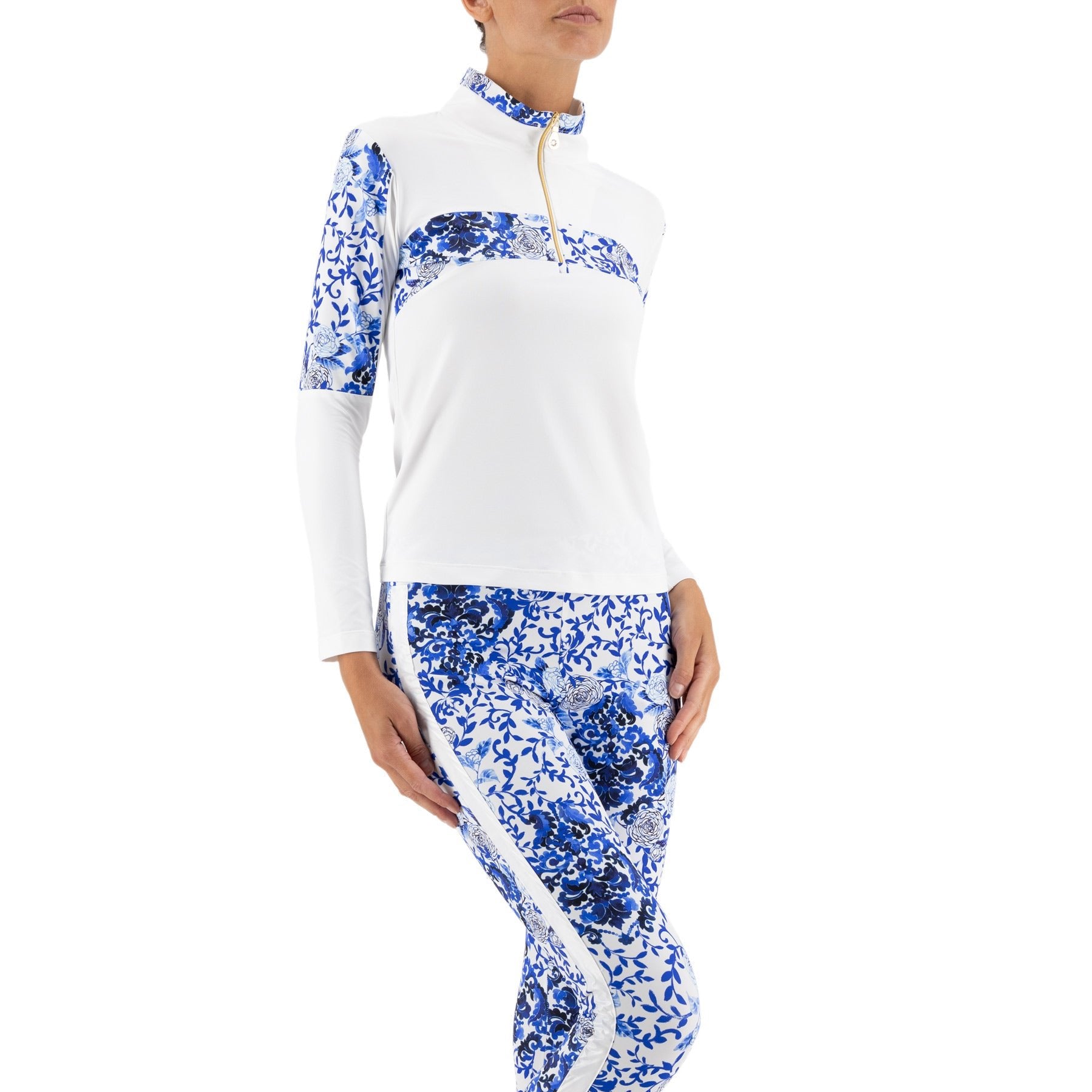 Alessa2 Top in White/Medallion Print