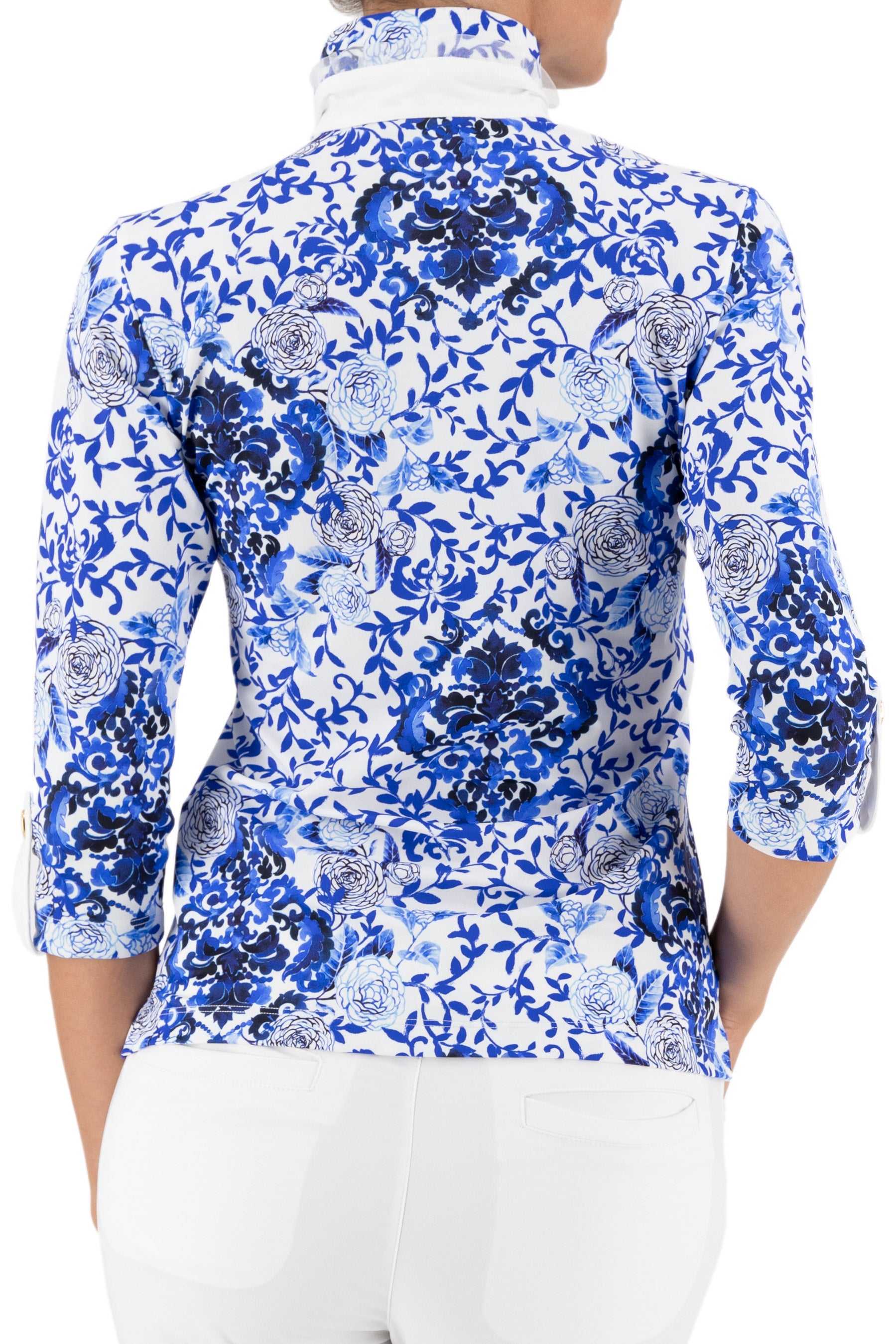 Serena 3/4 Sleeve Top in Medallion/White