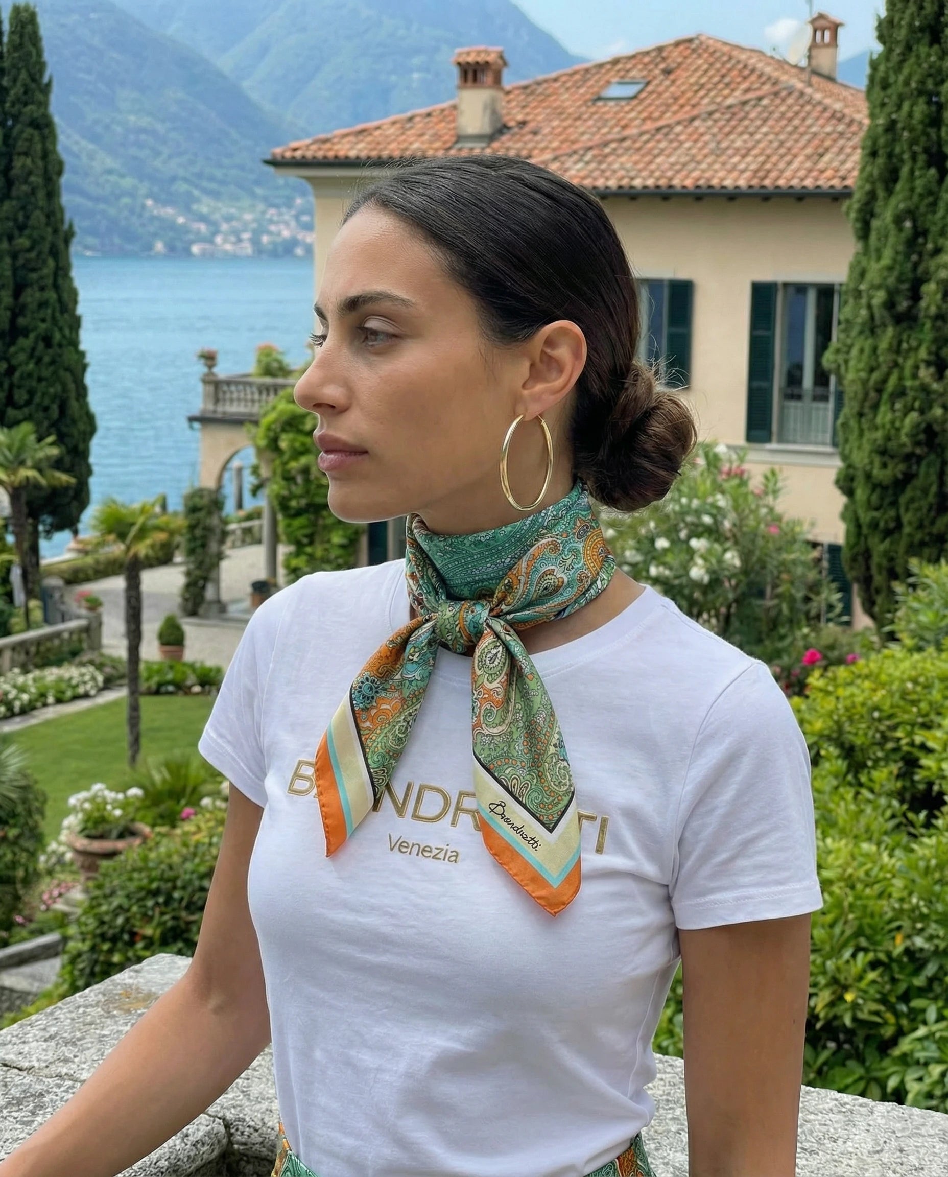 Scarf in Aqua Paisley Jewels Print