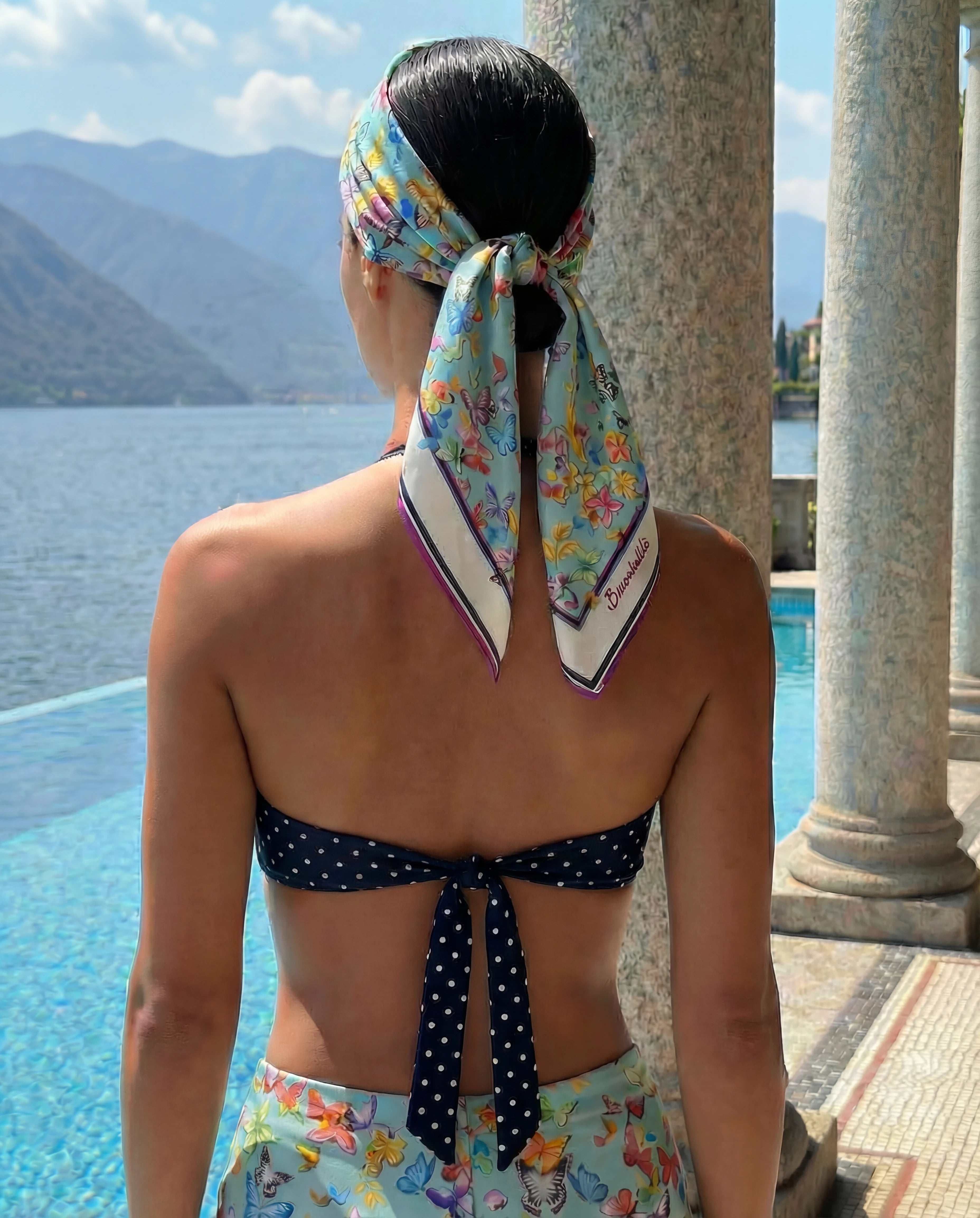 Scarf in Aqua Butterfly Print