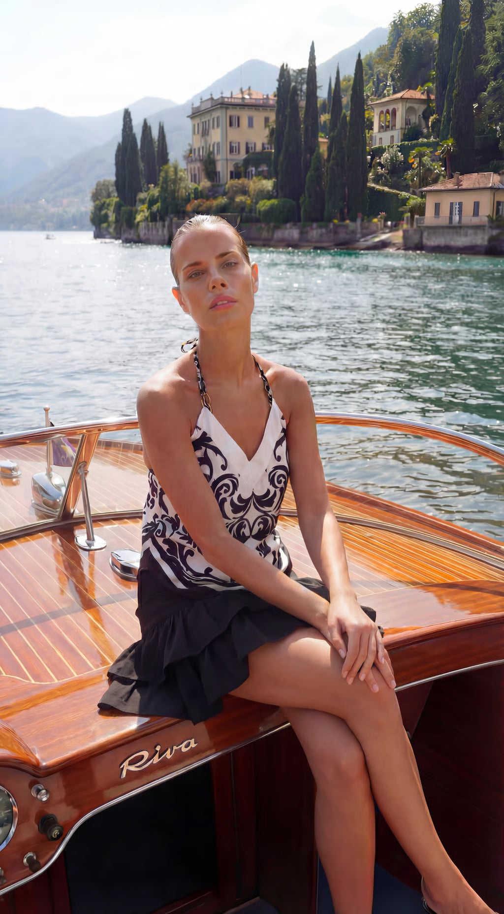 Camilla Scarf Top in Black Renaissance Print