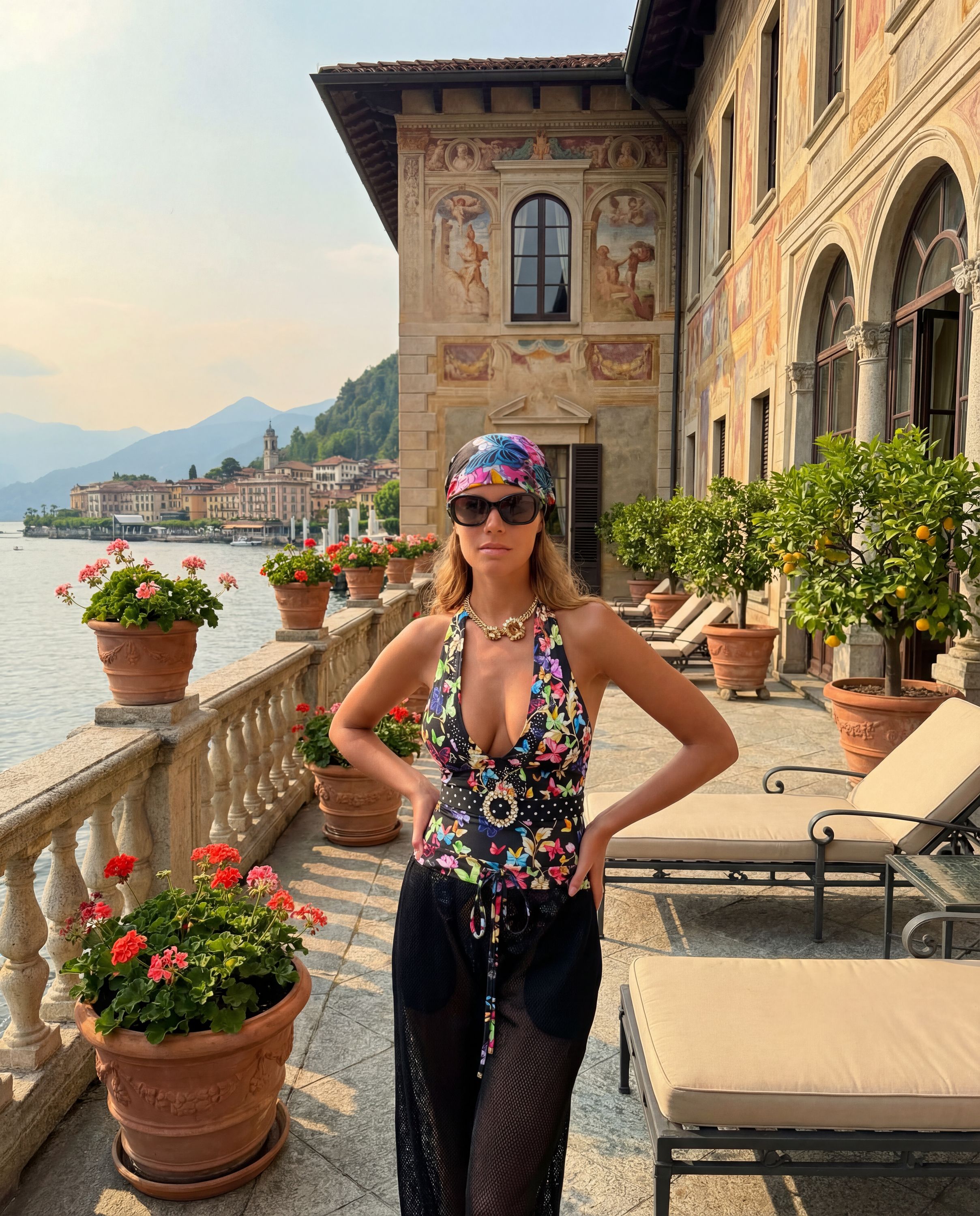 Fiana Halter One piece in Black Butterfly