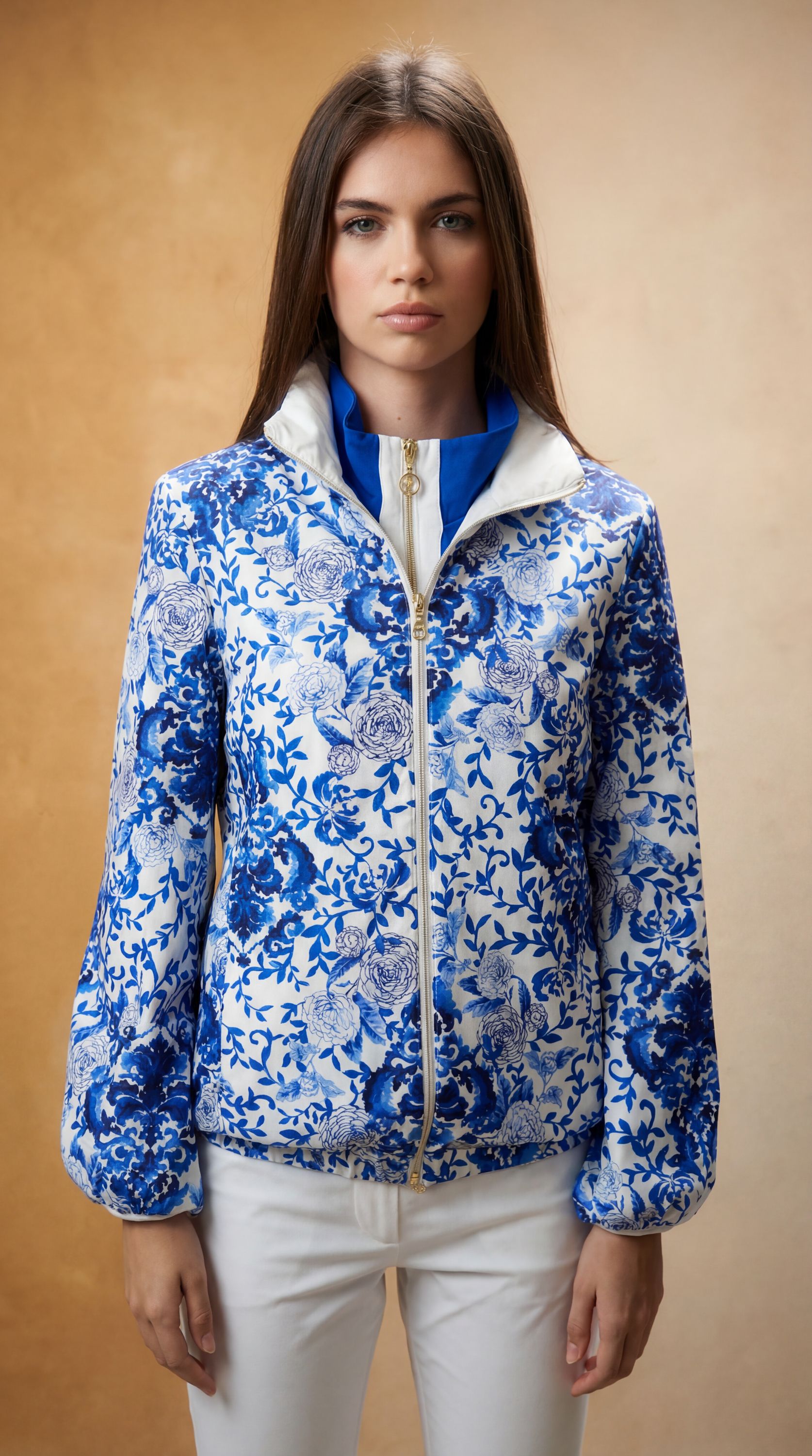 Arezzo Reversible Windbreaker in White-Medallion Print