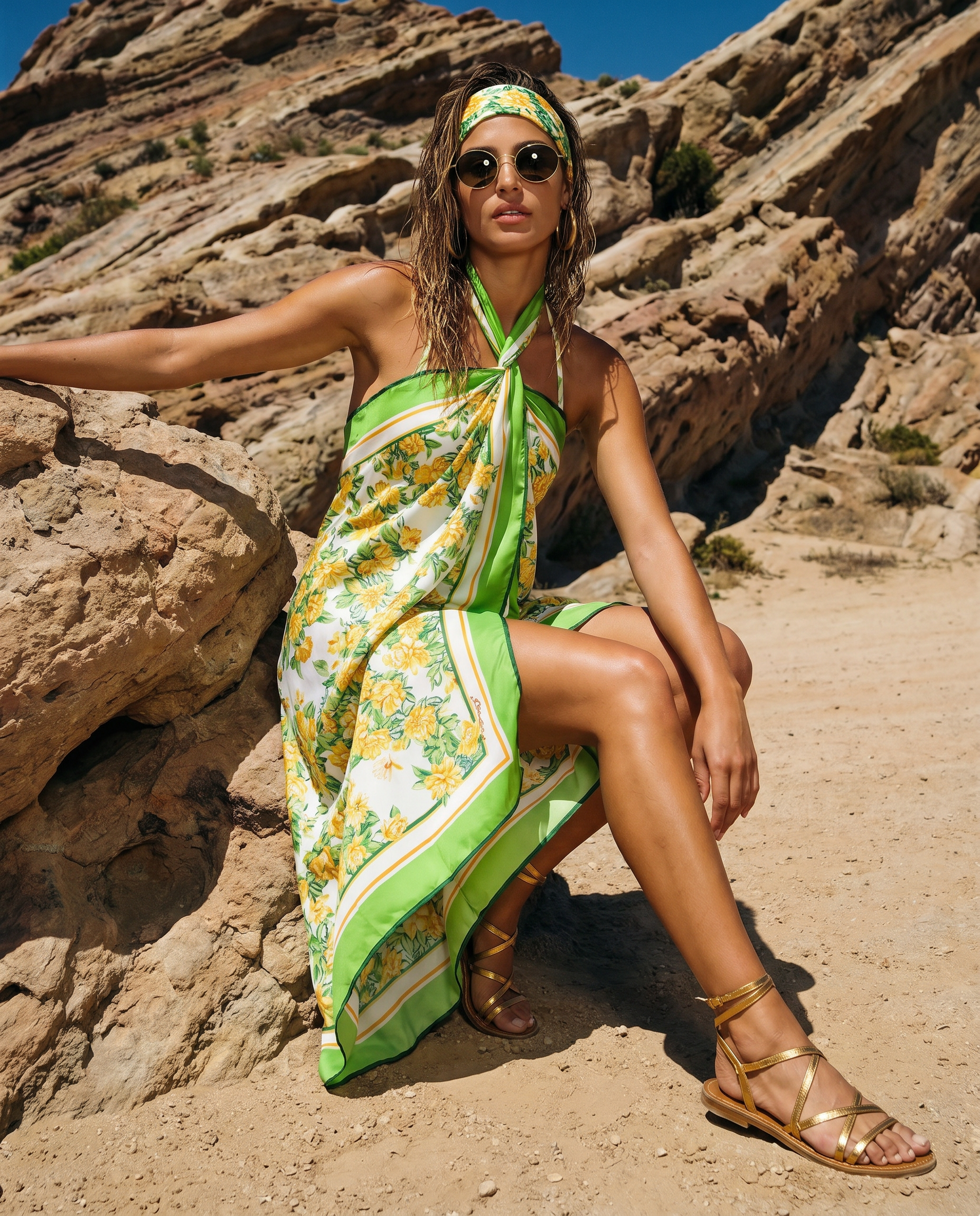 Sarong in Fiore Plaster Silk Twill print