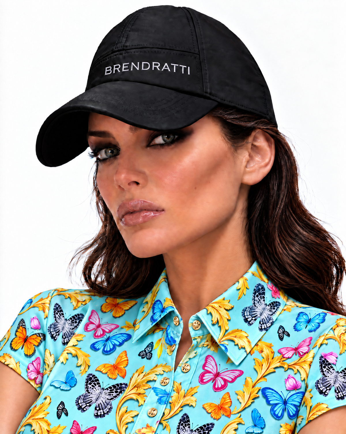 Capello Hat Metallic Touch Cap with brendratti crystal logo in Nero