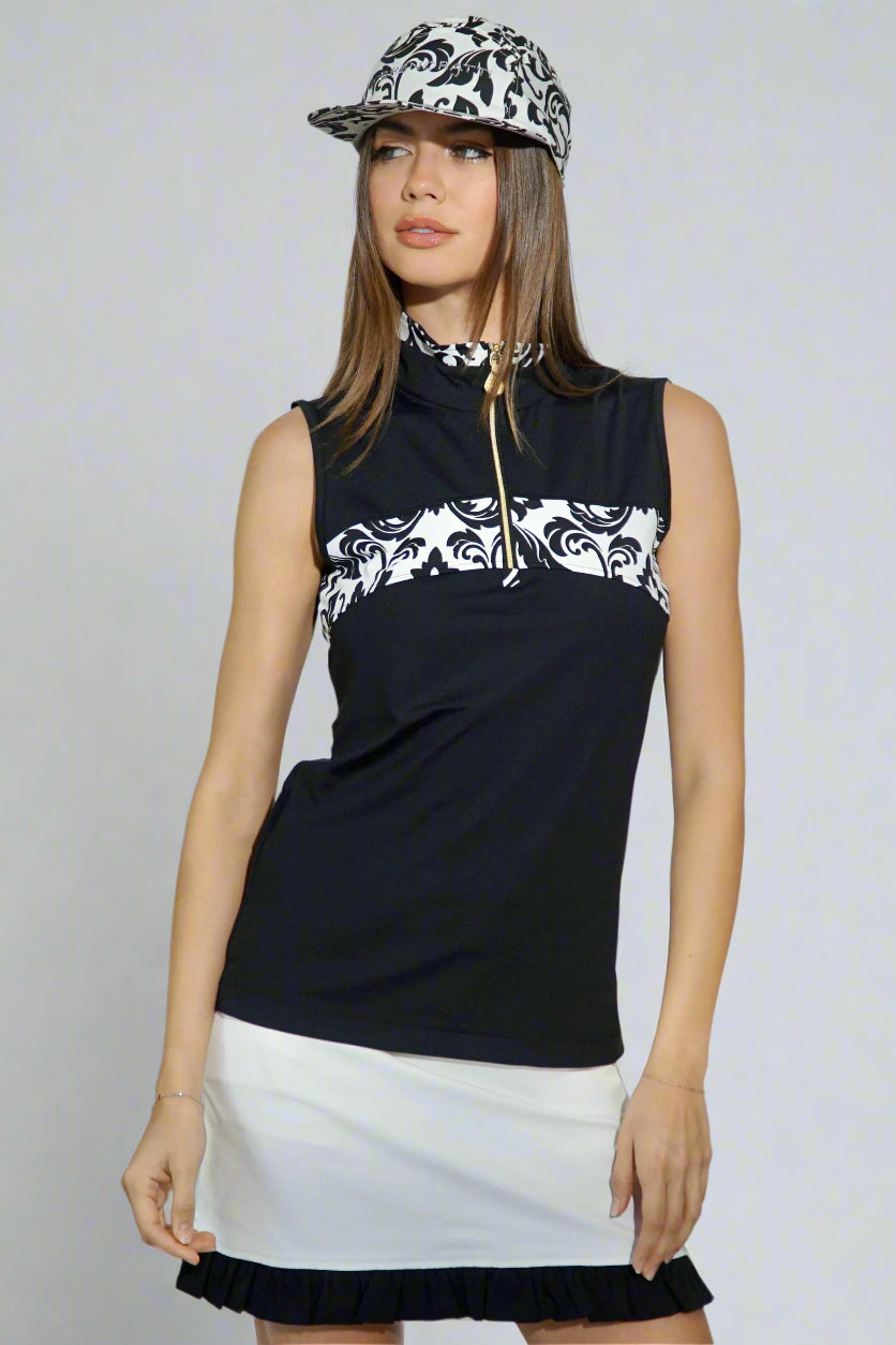 Alisa Ruffle Skort in White with Black Ruffle