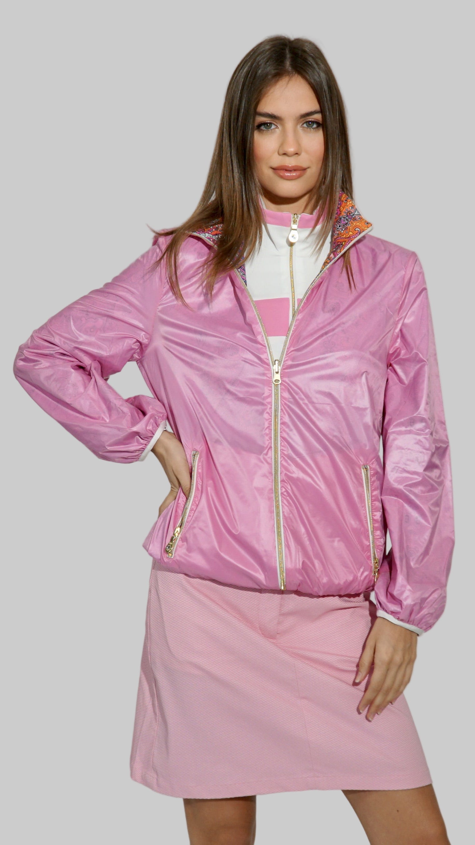 Arezzo Windbreaker Jacket reversible in Pink-Paisley Jewels