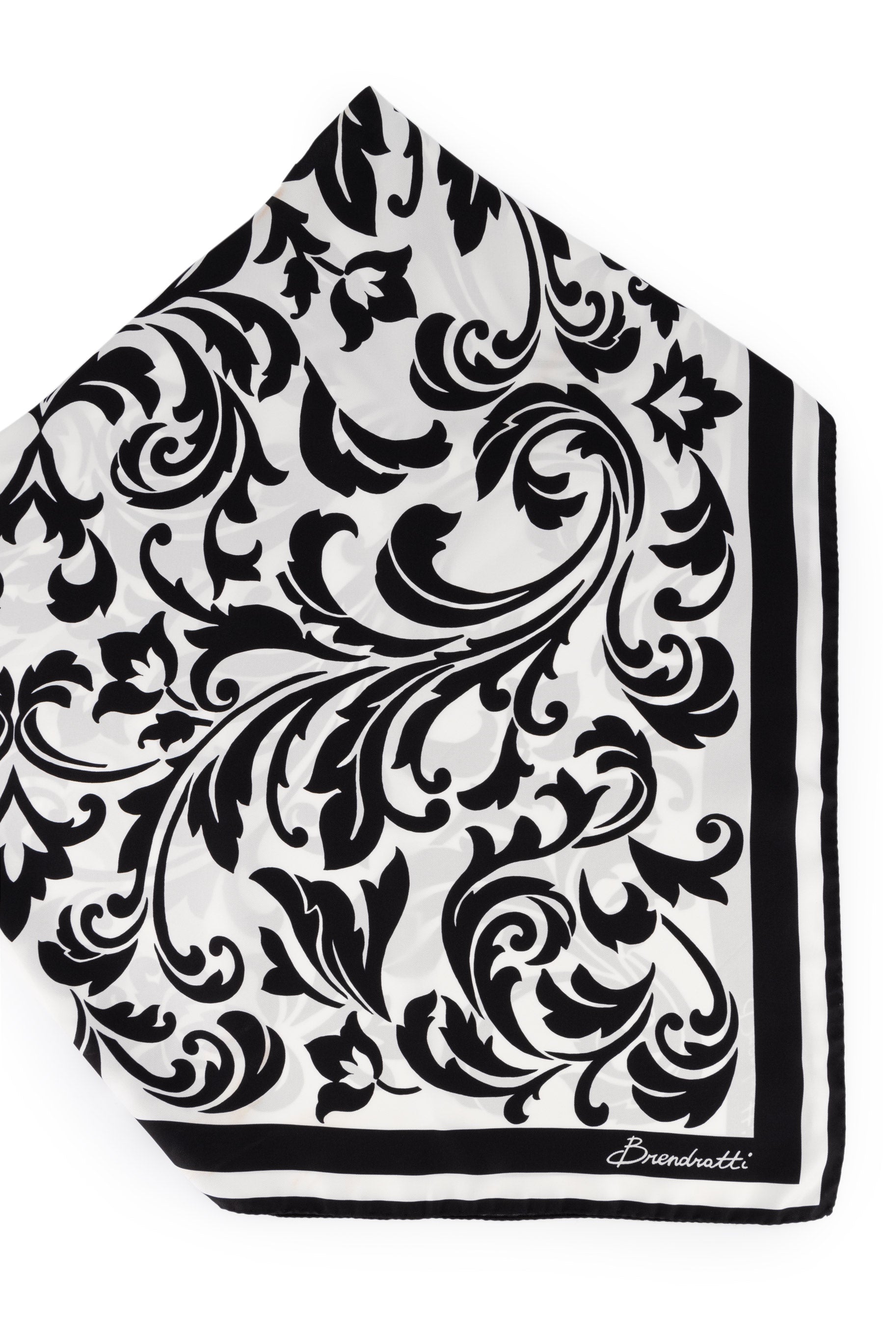 Foulard Silk Twill Scarf in Black/White Renaissance