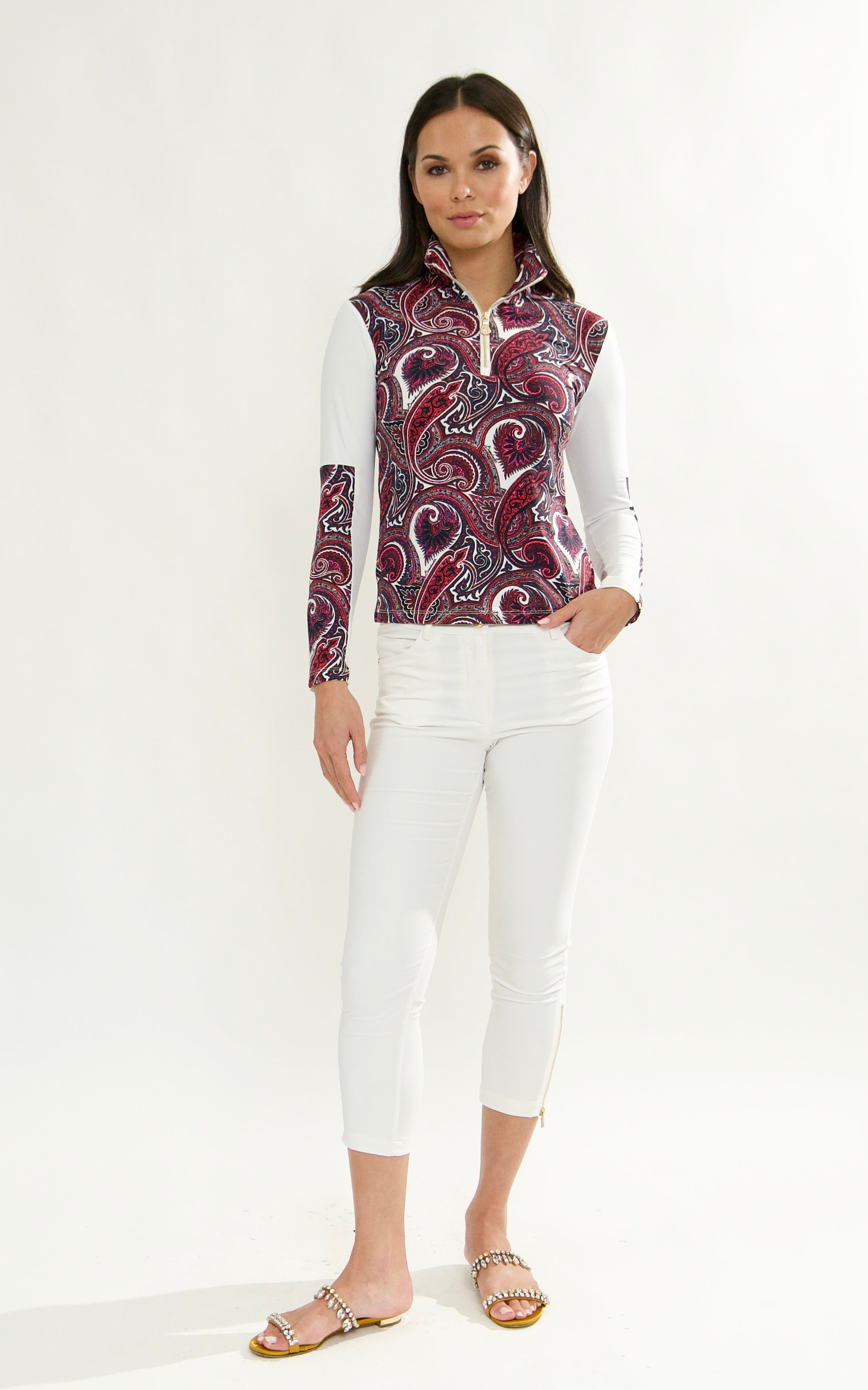 Piza Long sleeve Top in Paisley Hearts Print