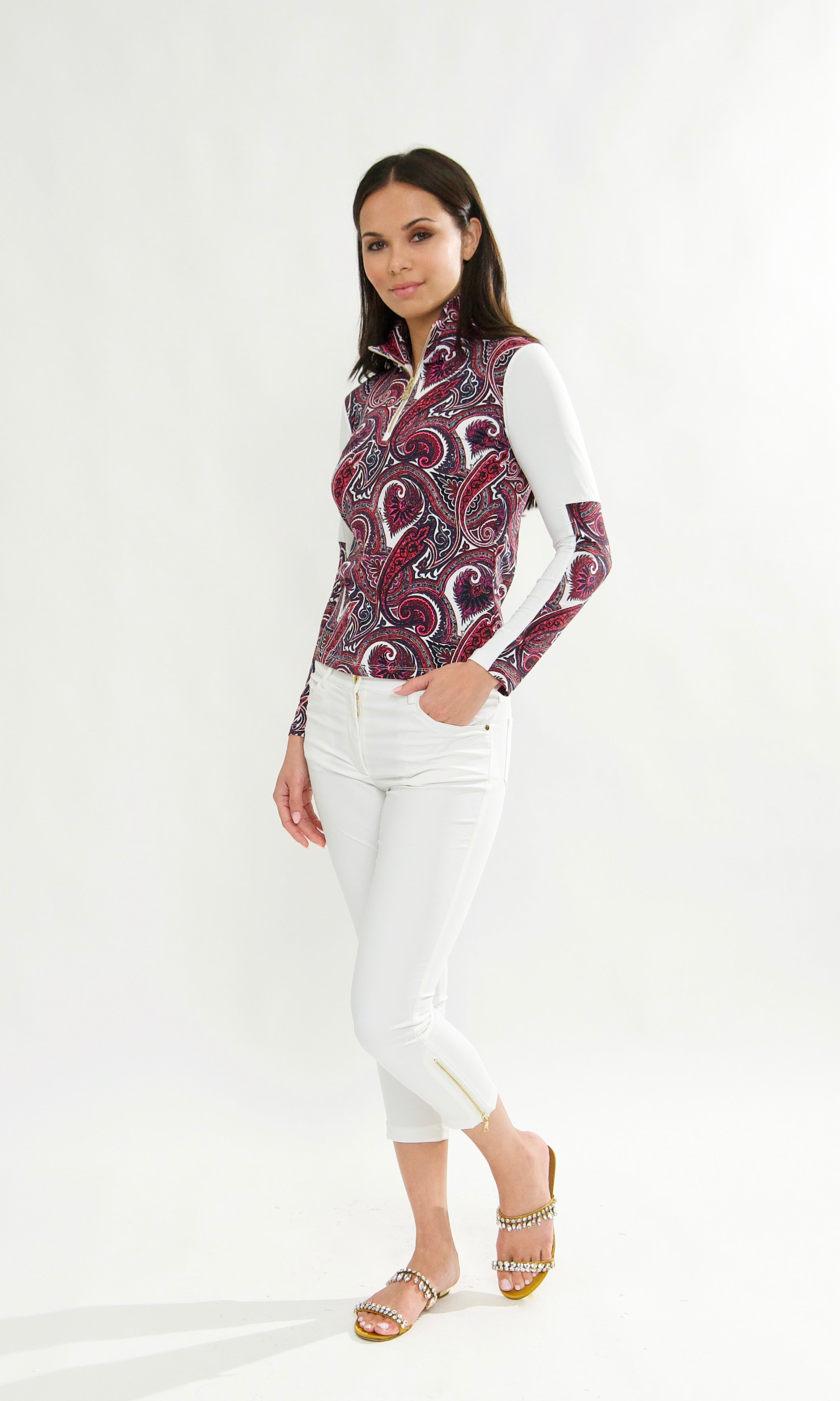 Piza Long sleeve Top in Paisley Hearts Print