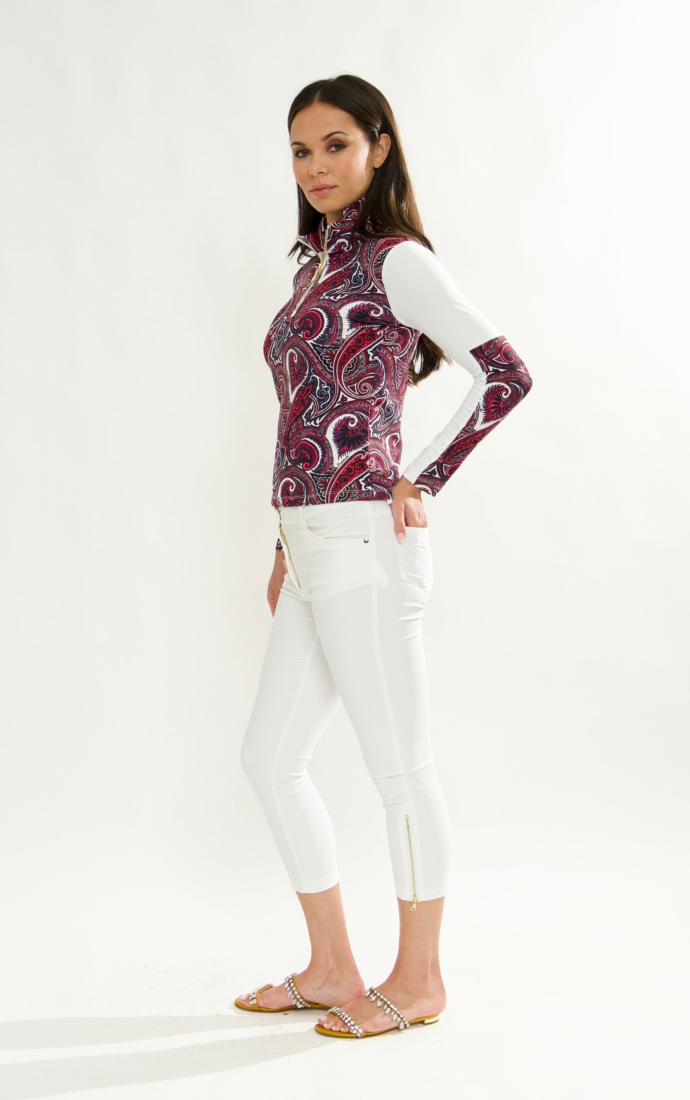 Piza Long sleeve Top in Paisley Hearts Print