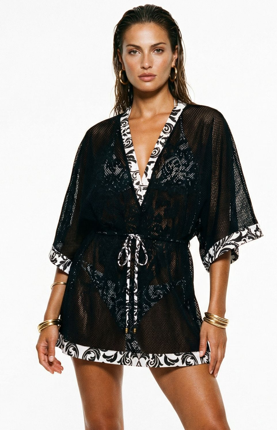 Maggio Kaftan in Black-Renaissance Print