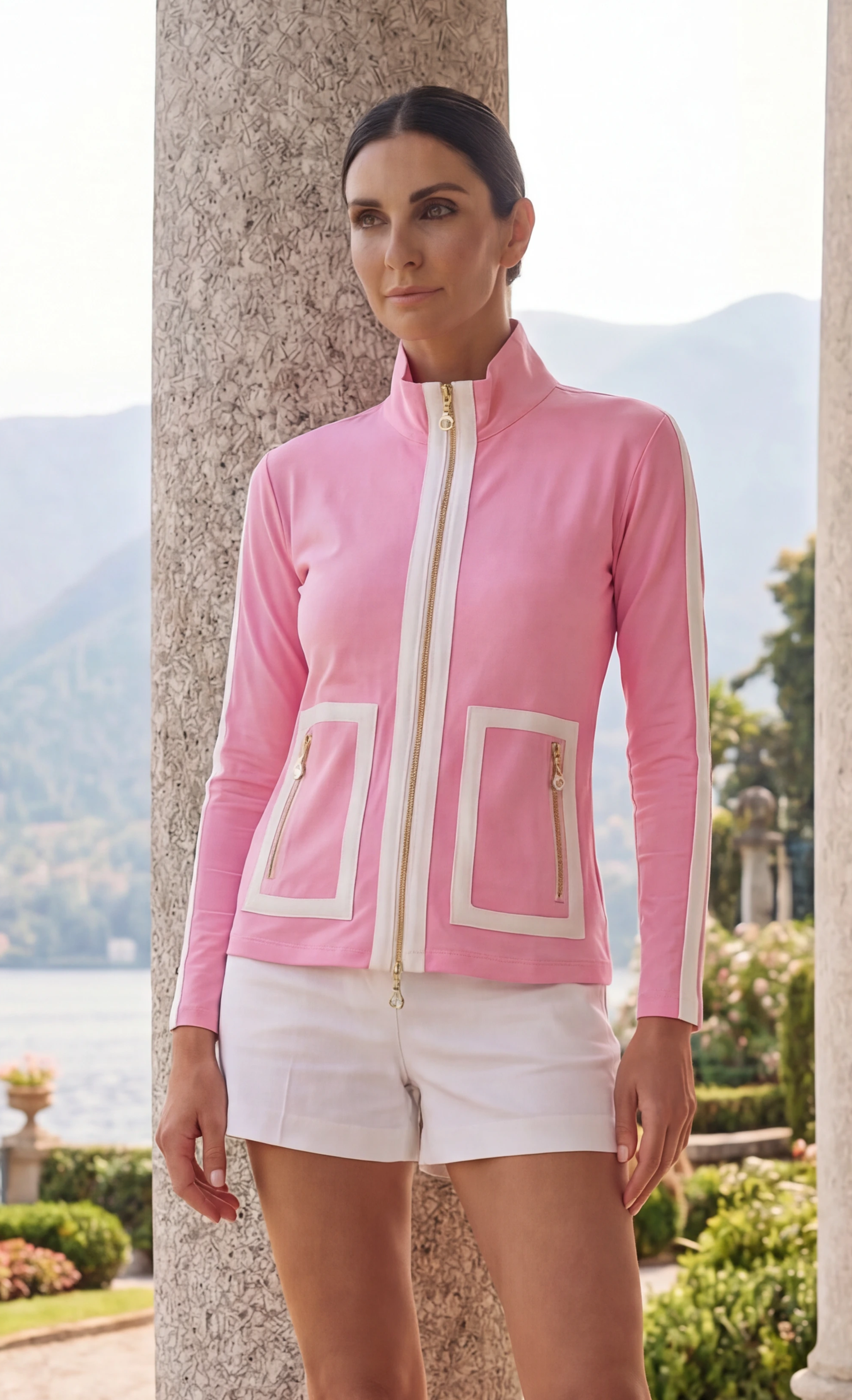 Azelia Jacket in Bubblegum Pink/White