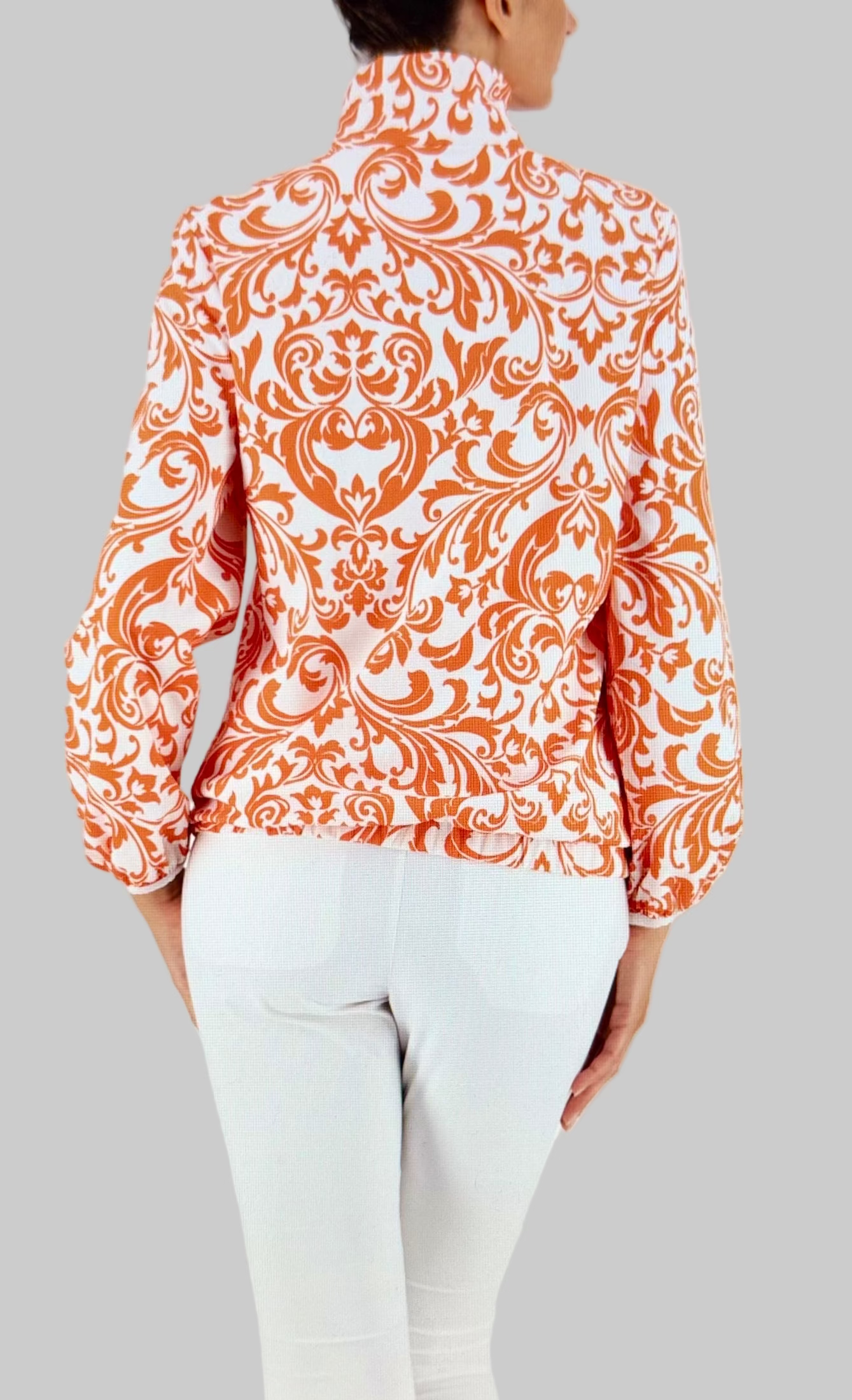 Arezzo reversible windbreaker in renaissance print white-orange