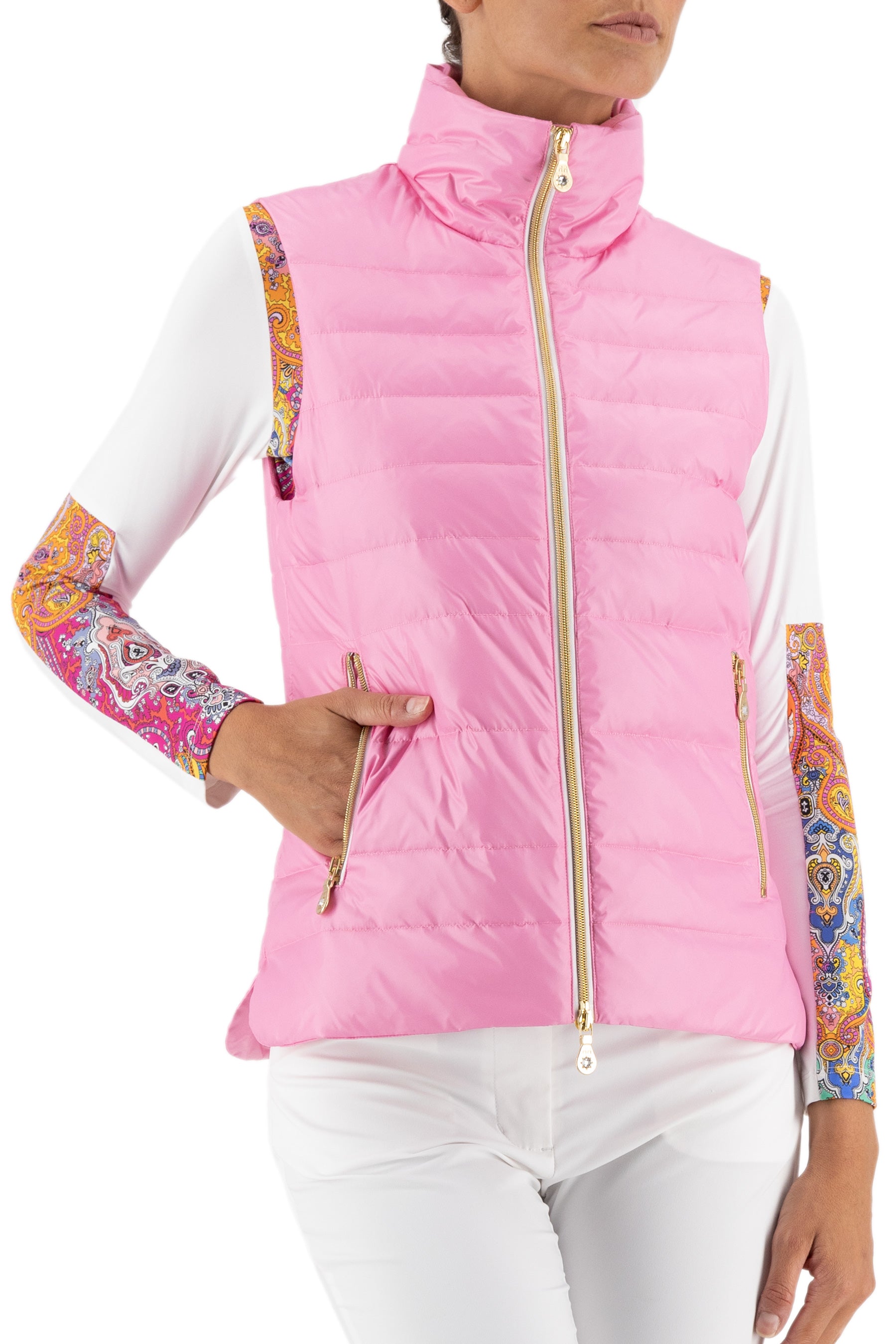 Luciana Down Vest in Bubblegum Pink