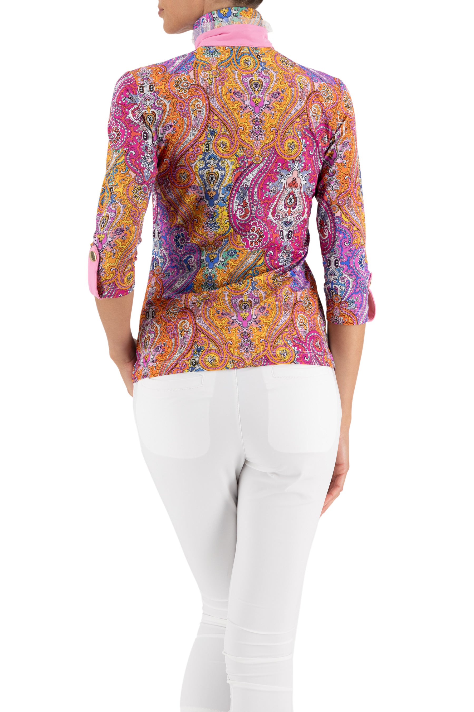 Serena 3/4 Sleeve Top in Pink Paisley