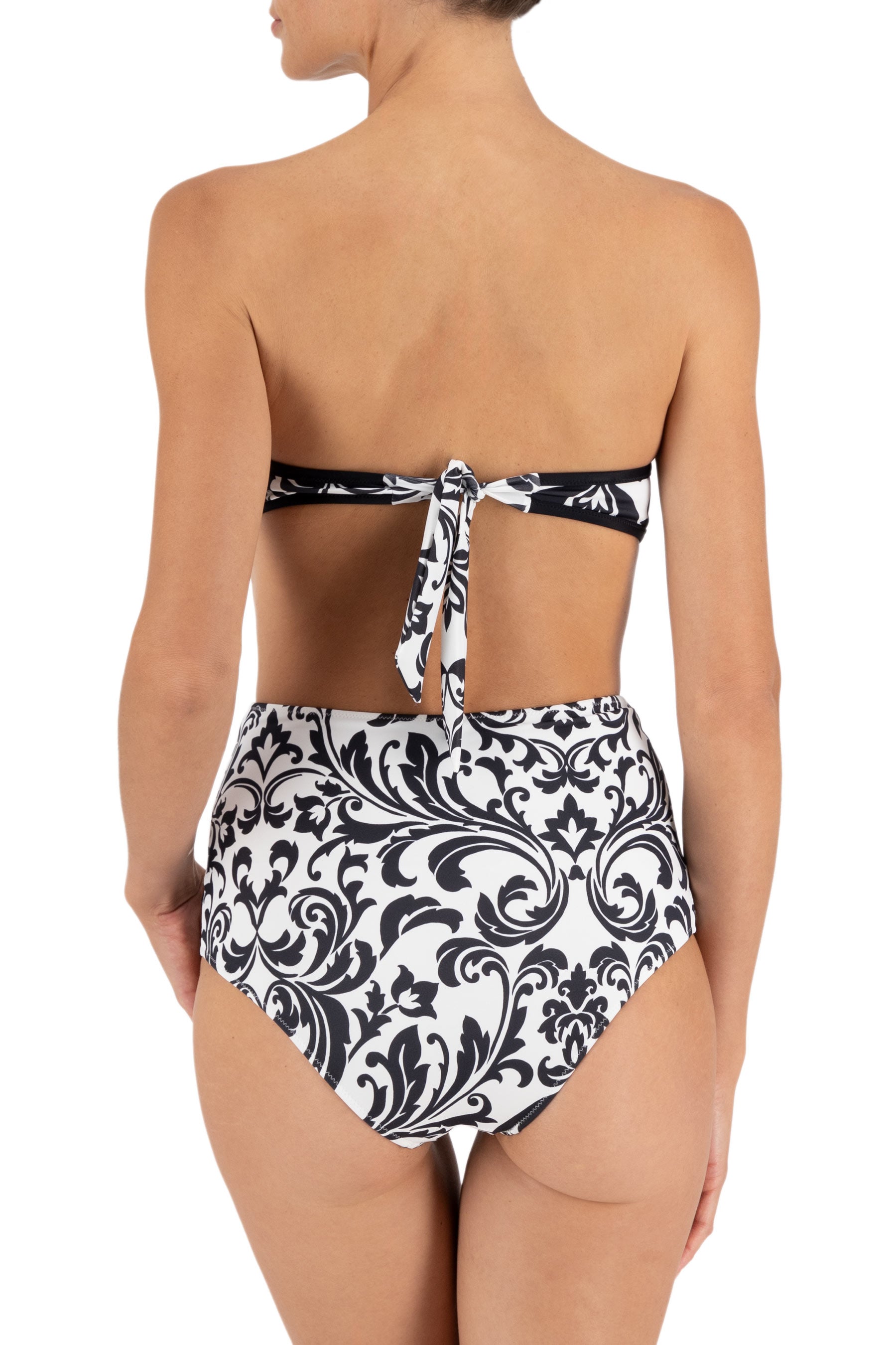 Roma Highwaist Bottom w/Designer Pipe detail in Blk/Wht